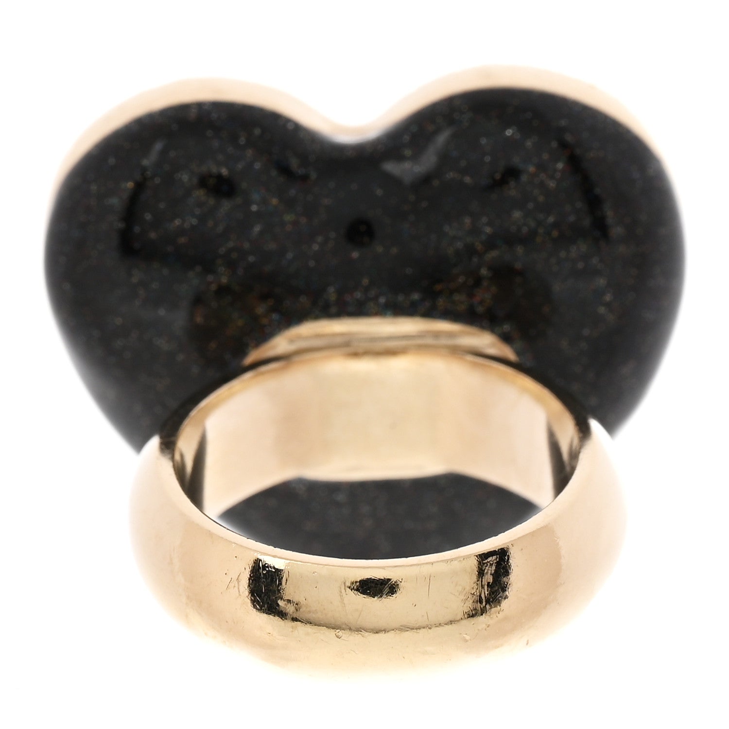 Crystal CC Resin Heart Ring Gold Black