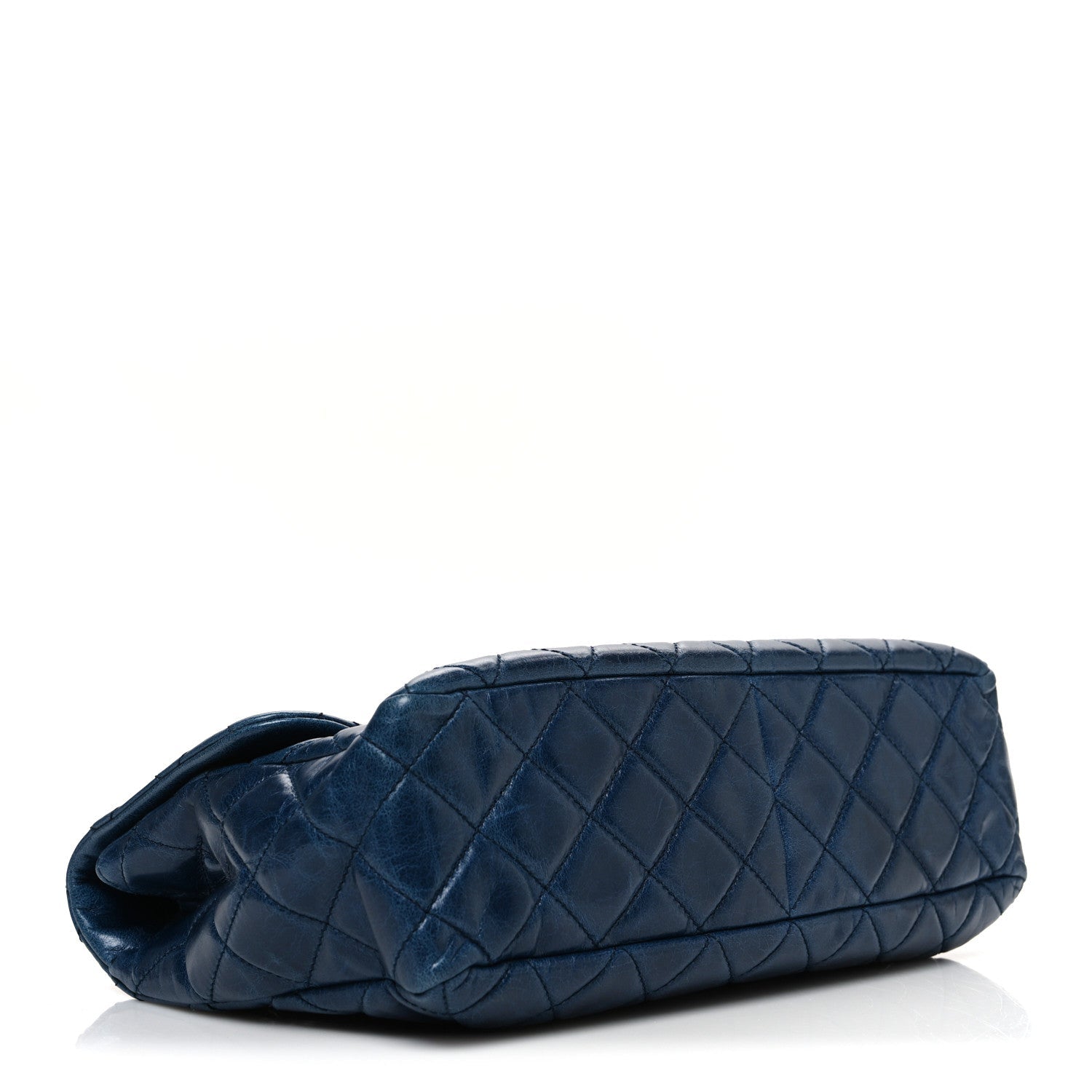 Glazed Calfskin Castle Rock Medium Flap Blue