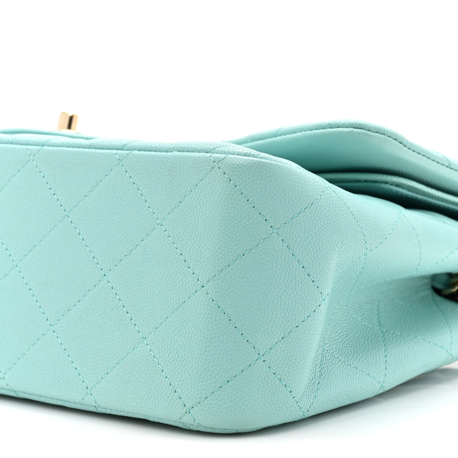 Caviar Quilted Jumbo Double Flap Light Blue