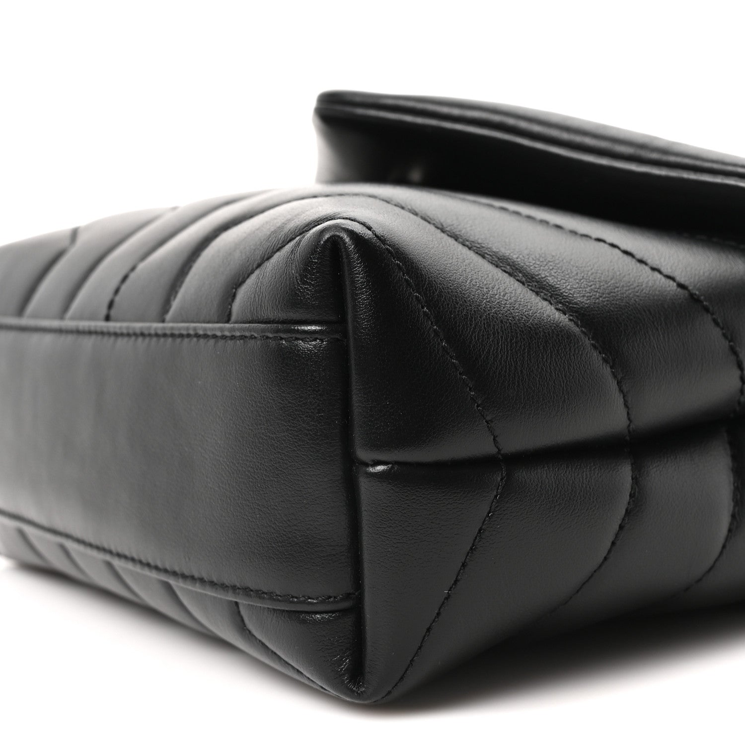 Calfskin Y Quilted Monogram Monochrome Toy Loulou Crossbody Bag Black