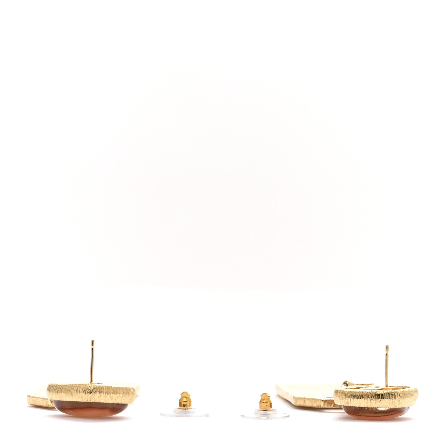 CC Tags Drop Earrings Gold Pink