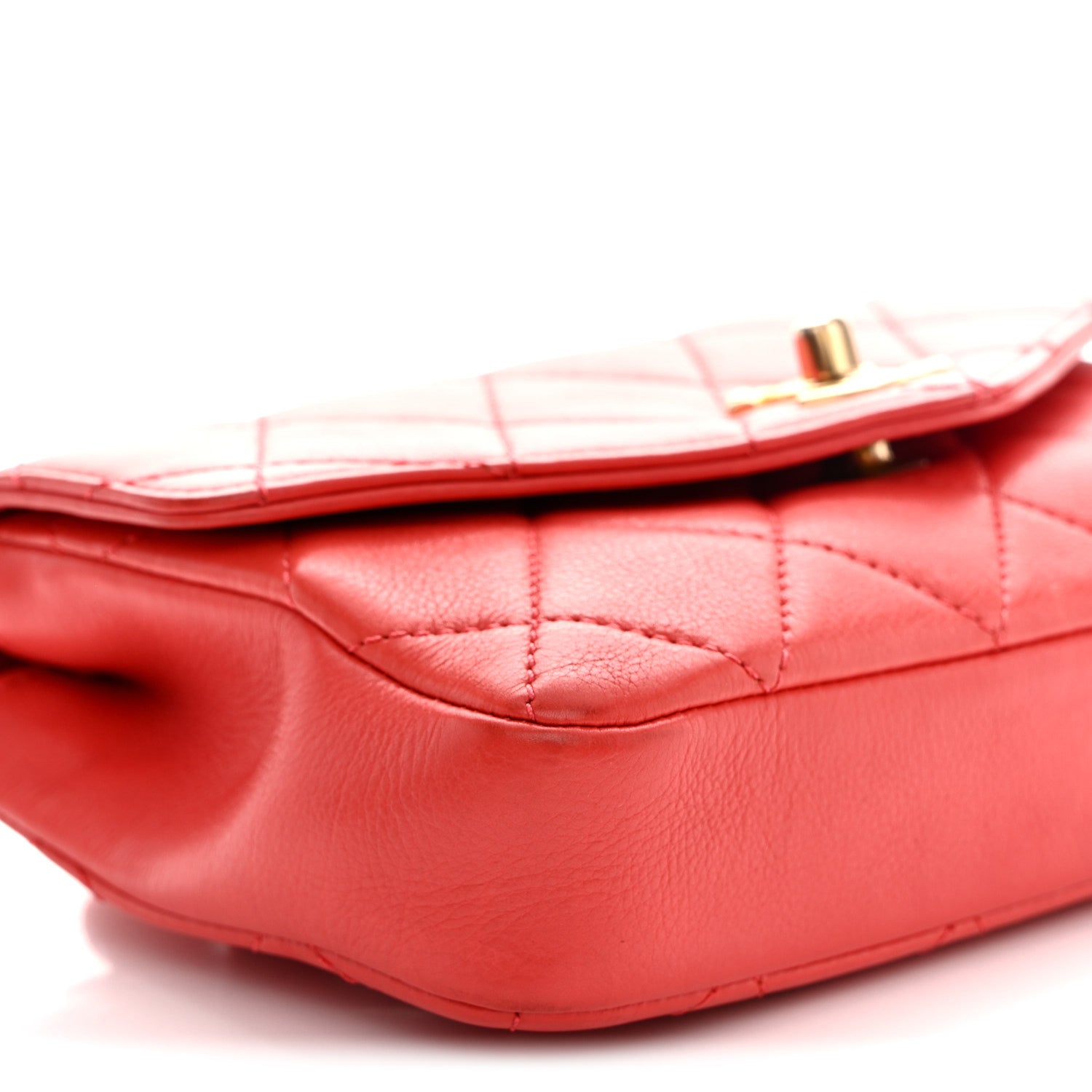 Calfskin Quilted Flap Waist Bag Red