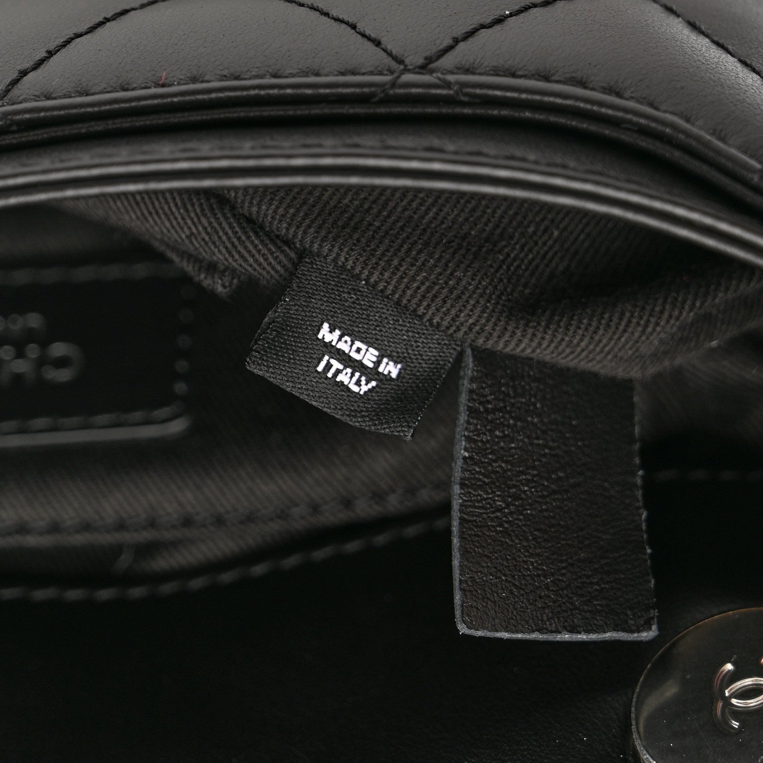 Calfskin Quilted CC Uniform Flap Belt Bag Black