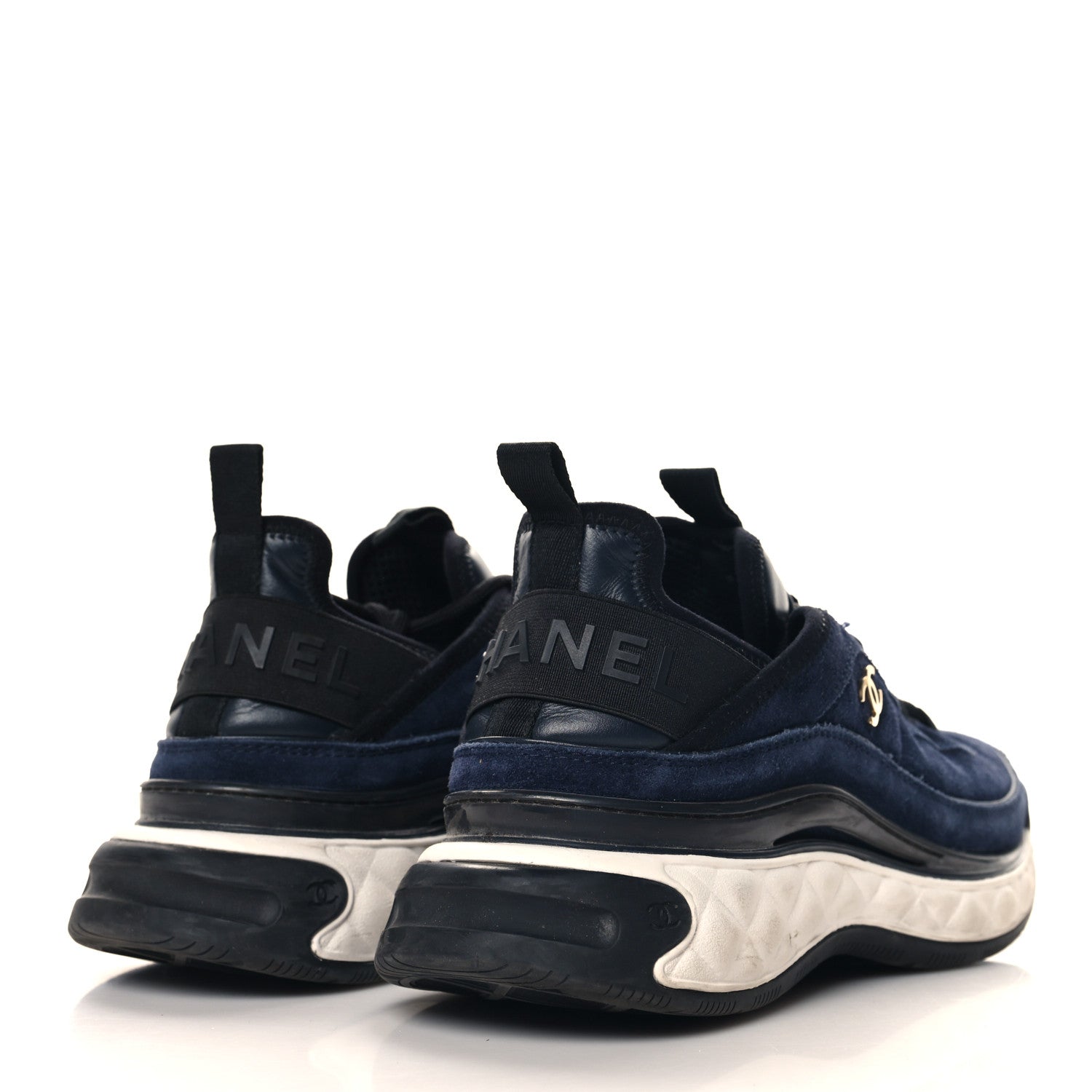 Suede Calfskin CC Sneakers 39 Navy
