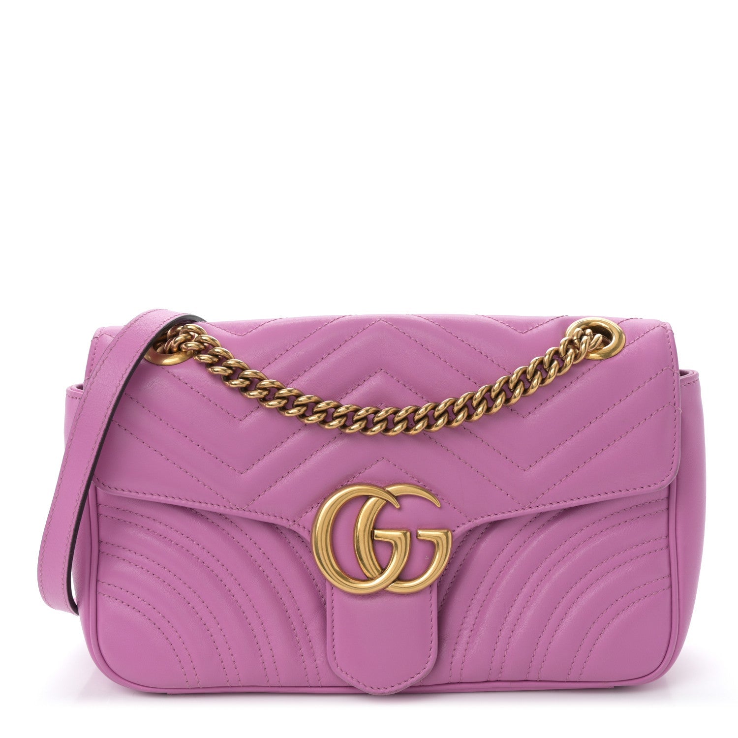 Calfskin Matelasse Small GG Marmont Shoulder Bag Candy Mousse
