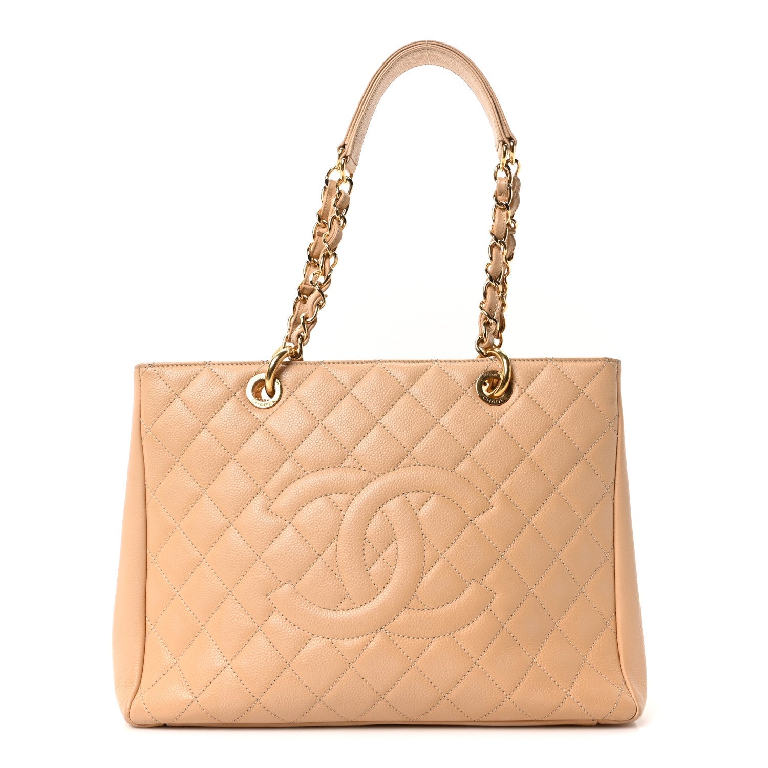 Caviar Quilted Grand Shopping Tote GST Beige