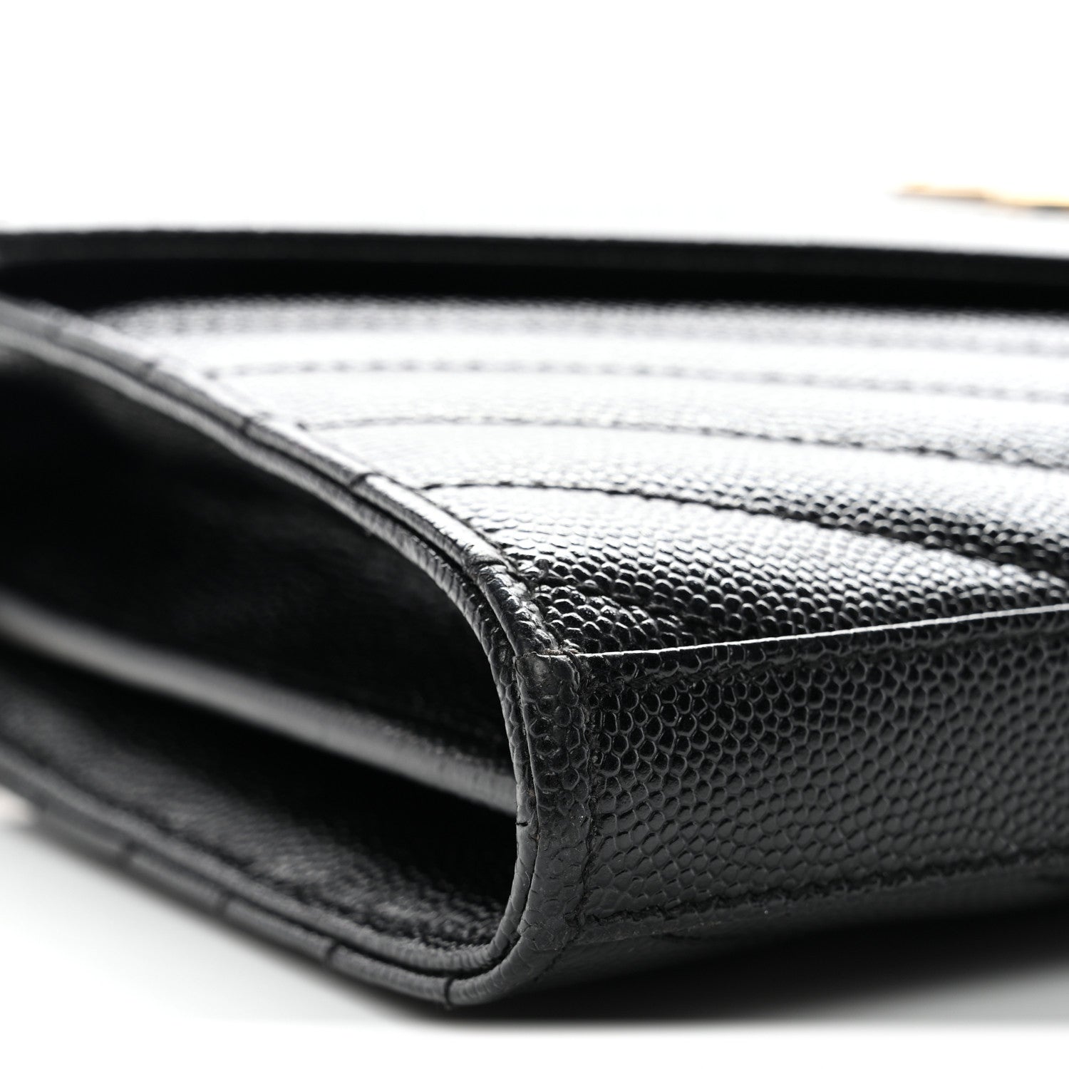 Grain De Poudre Matelasse Chevron Monogram Chain Wallet Black