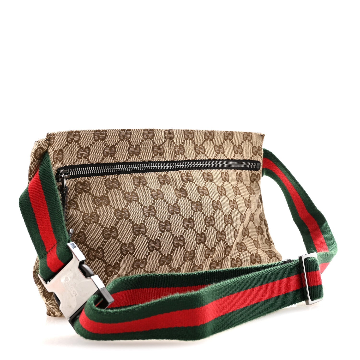 GG Monogram Double Pocket Belt Bag Dark Brown