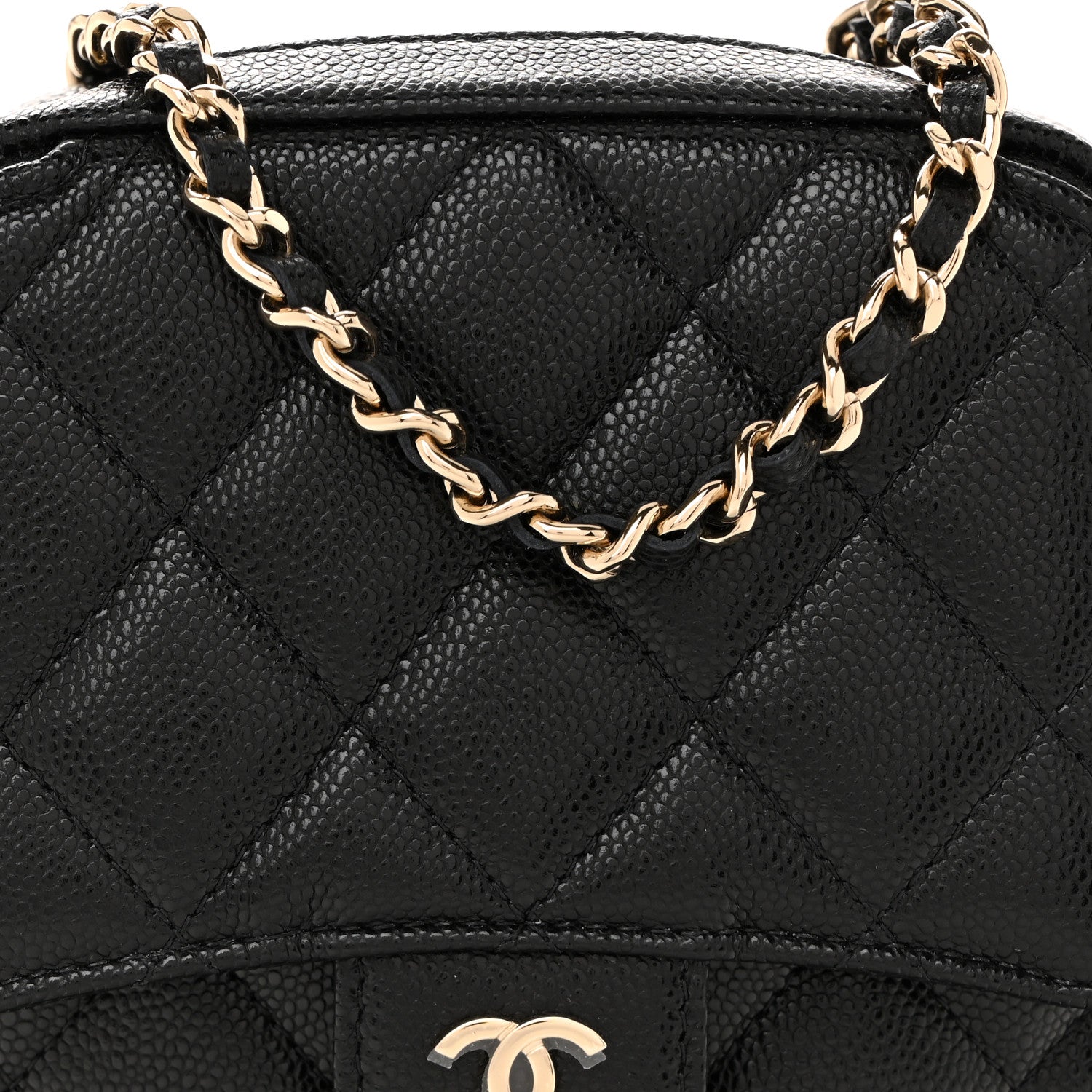 Caviar Quilted Vertical Flap With Chain Black