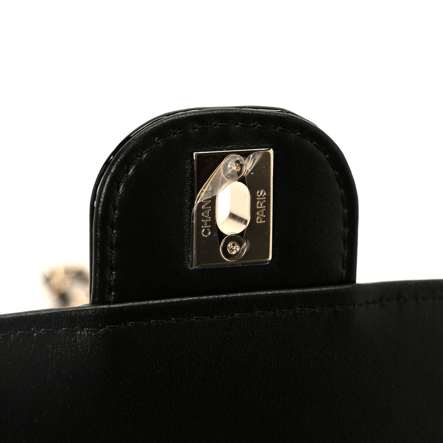 Patent Calfskin Quilted Mini Flap Black