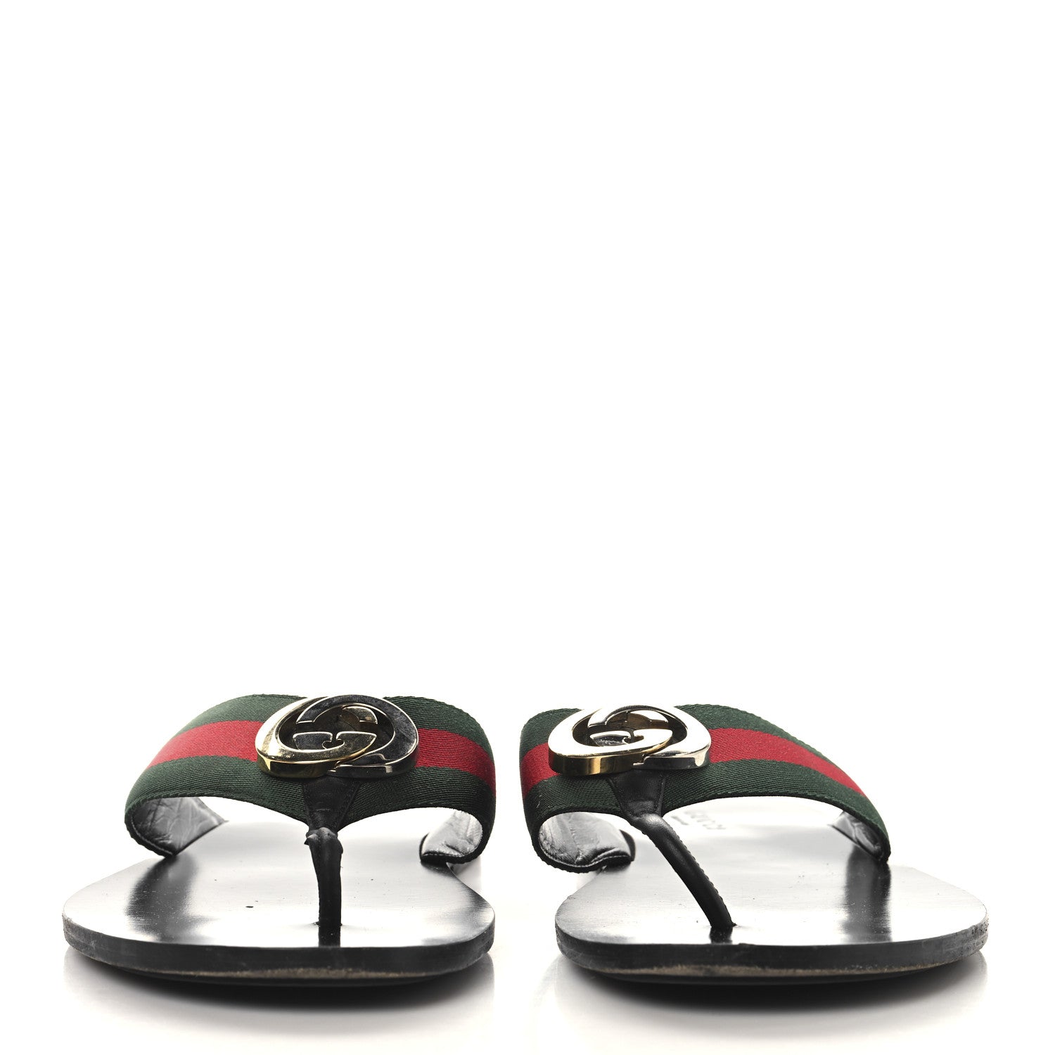 Nylon Calfskin Web Mens GG Thong Sandals 11 Green Red Black