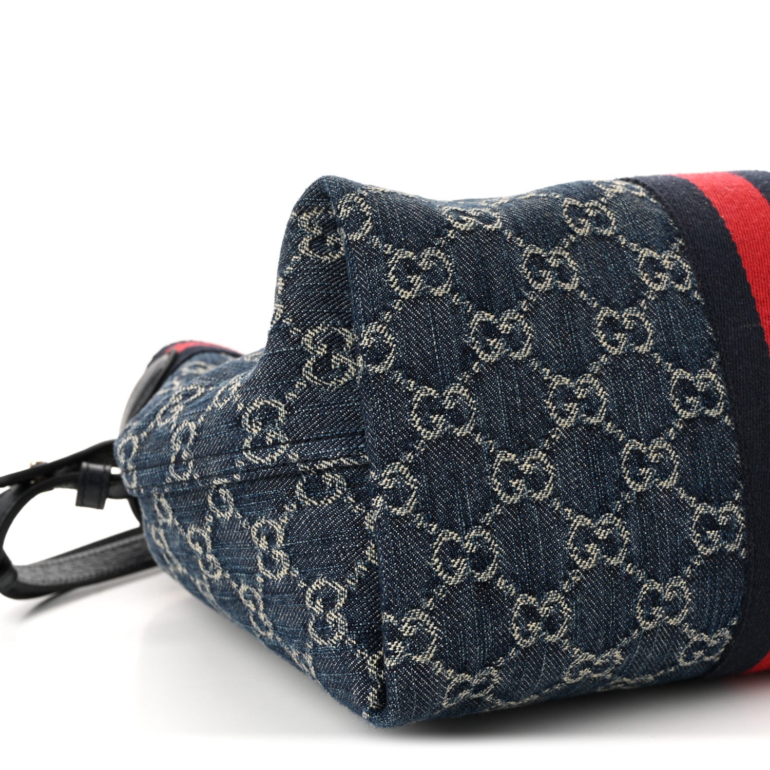 GG Monogram Denim Small Giglio Tote Blue White