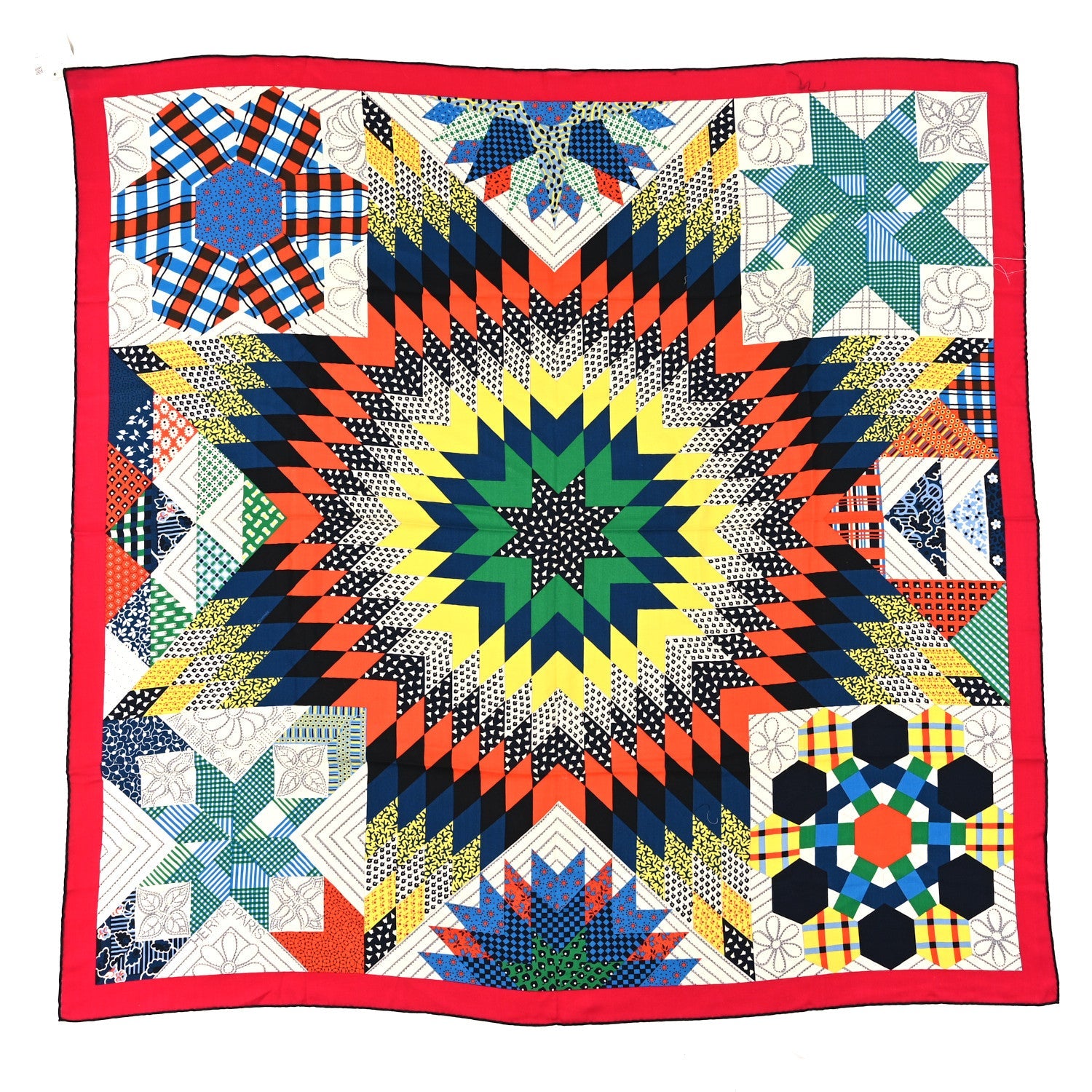 Cashmere Silk American Quilts Shawl 140 Fuchsia Black Multicolor