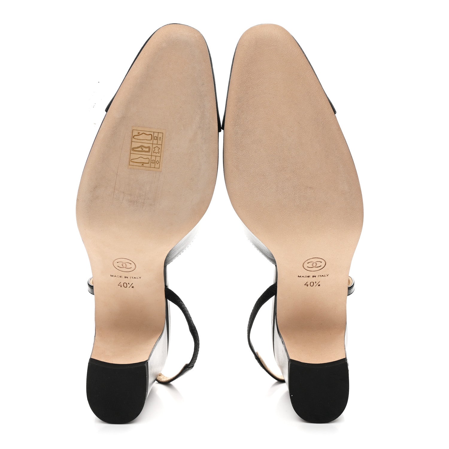 Goatskin Grosgrain Cap Toe CC Slingback Pumps 40.5 Black