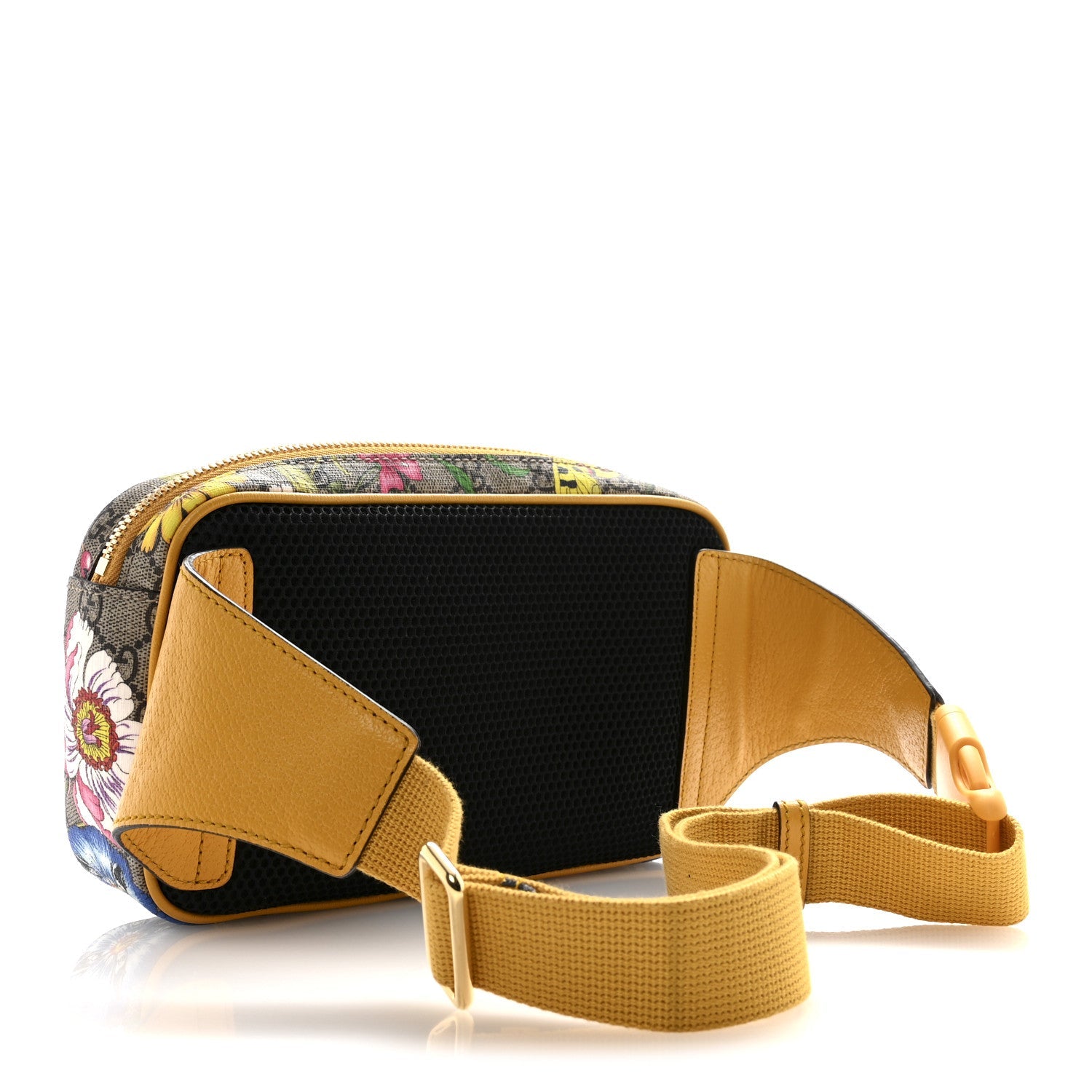 GG Supreme Monogram Flora Medium Ophidia Belt Bag Beige Multicolor Crop