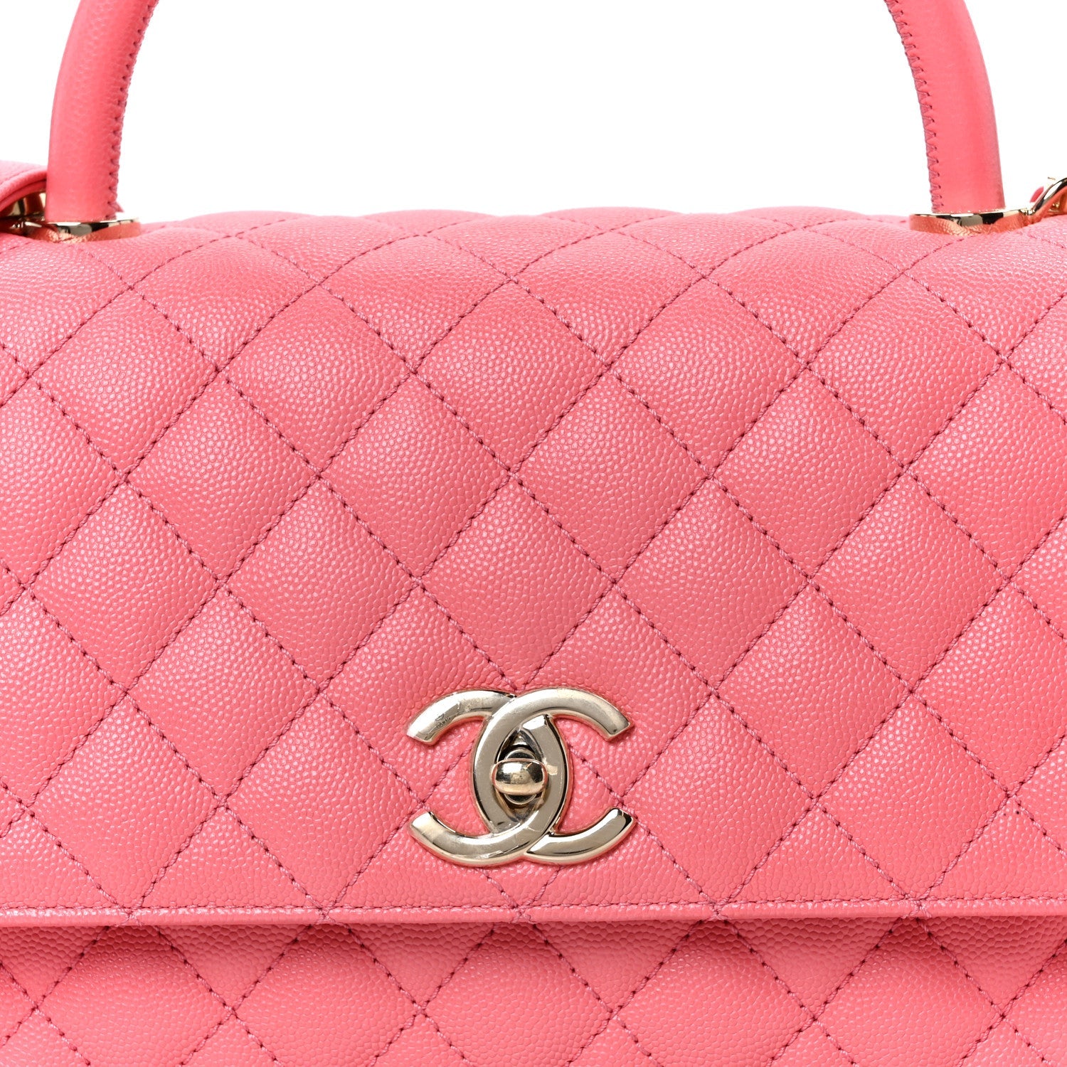 Caviar Quilted Small Coco Handle Flap Pink