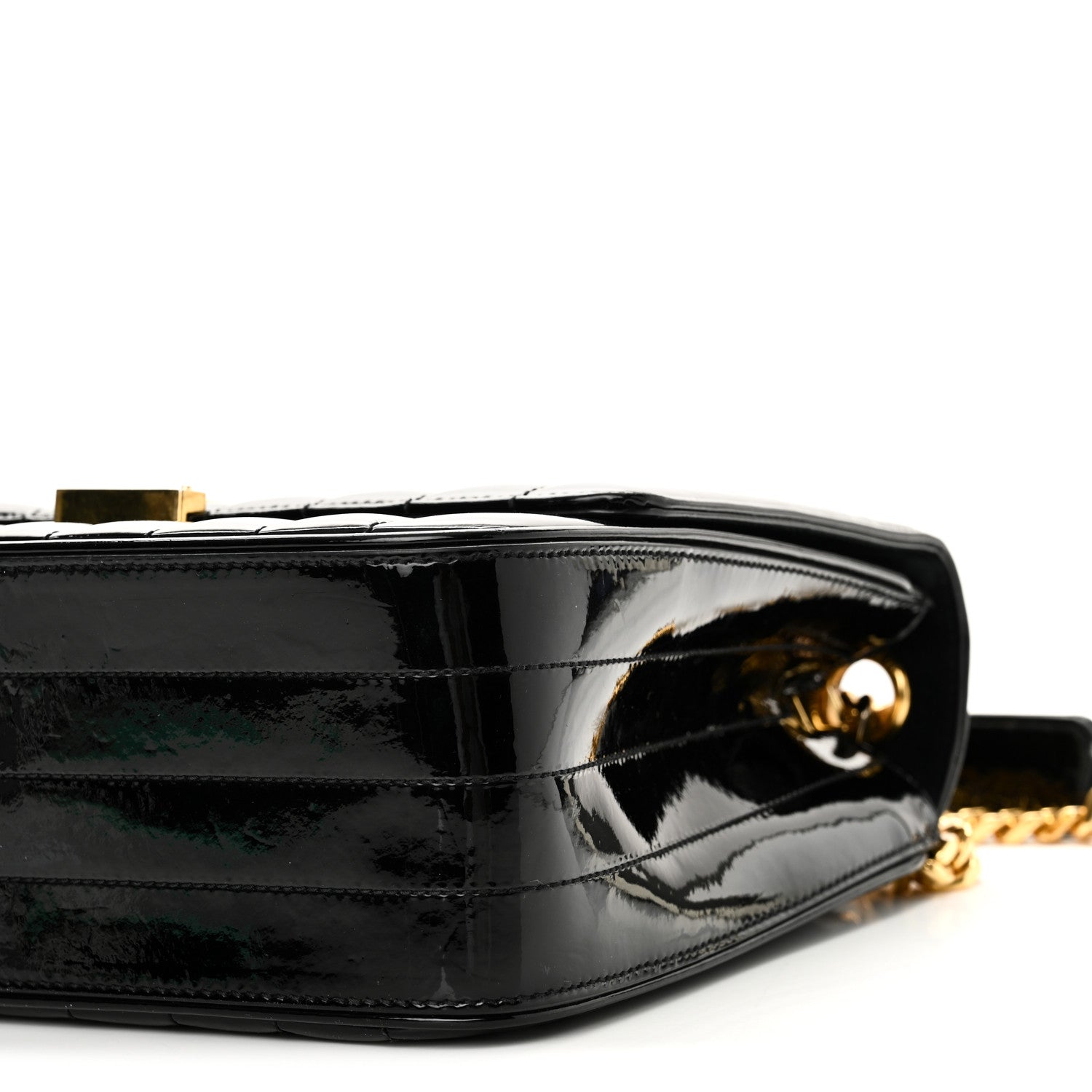 Patent Matelasse Monogram Large Vicky Chain Bag Black