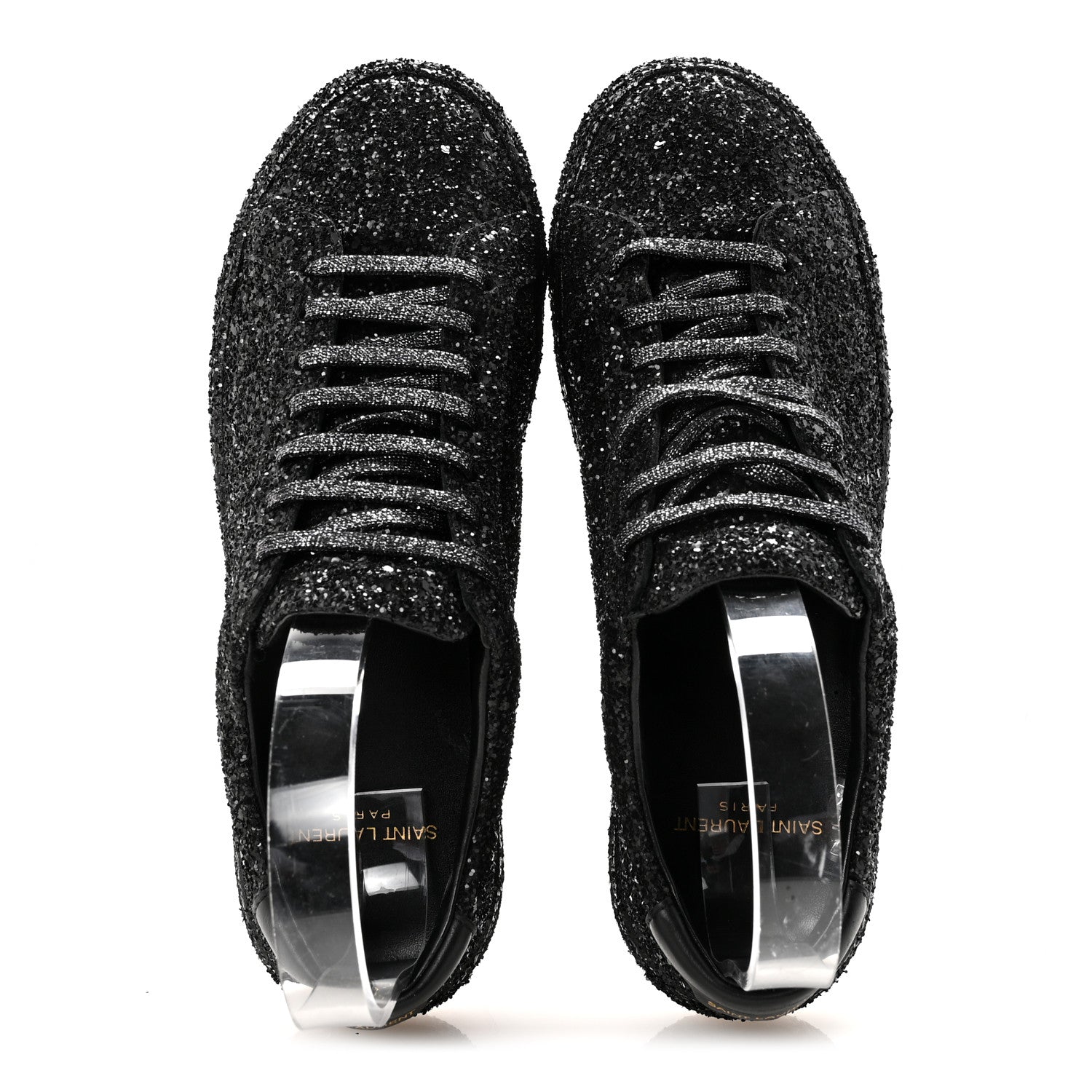 Calfskin Crystal Glitter Andy Sneakers 38.5 Black