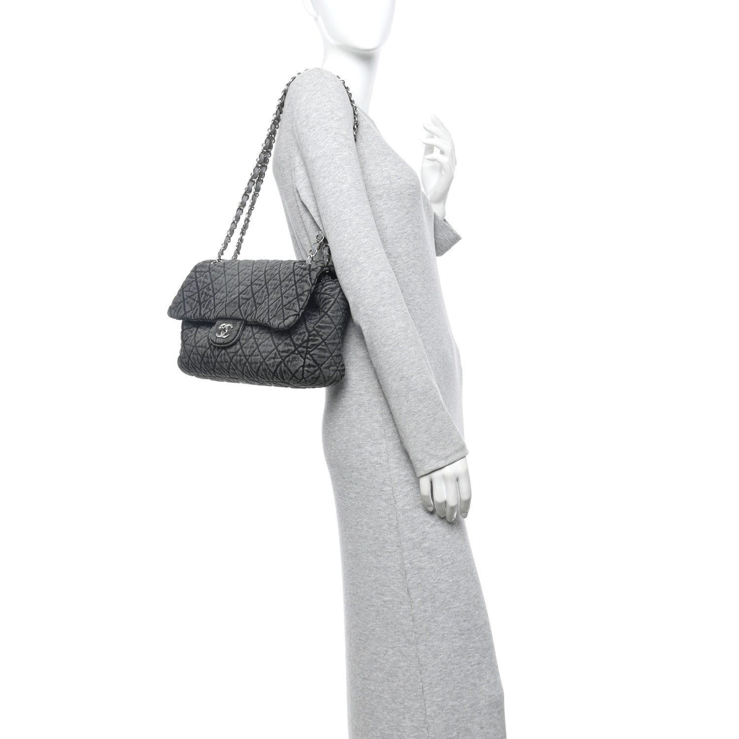 Denim Quilted Denimpression Flap Grey Black