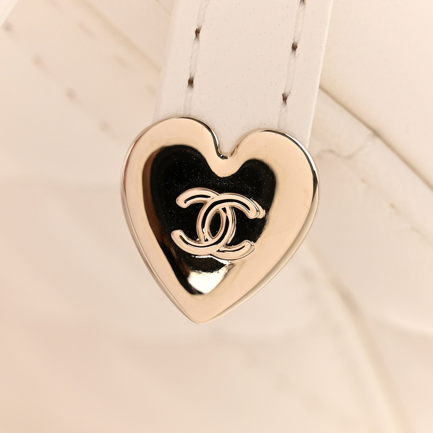 Lambskin Quilted CC In Love Heart Bag White