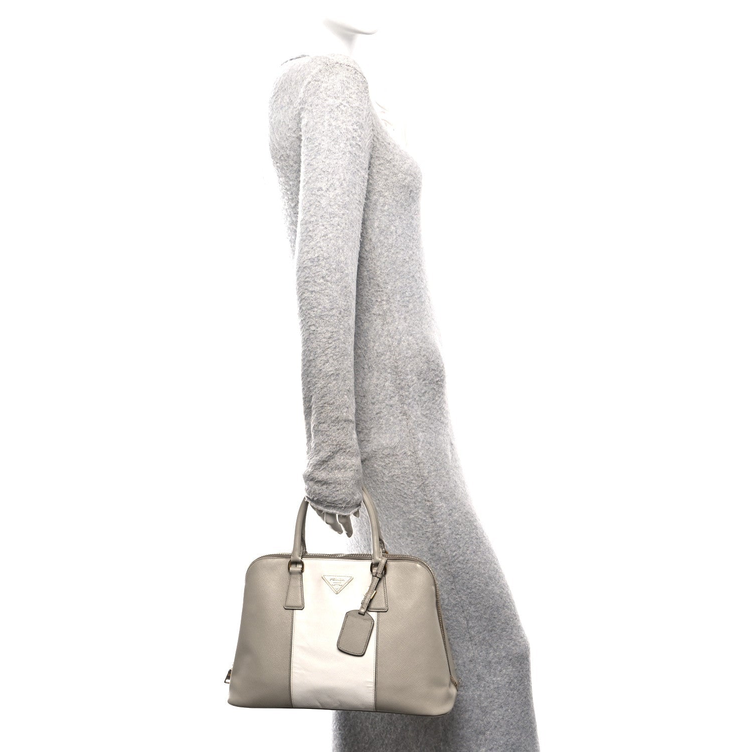 Saffiano Lux Bi-Color Promenade Tote Talco Pomice