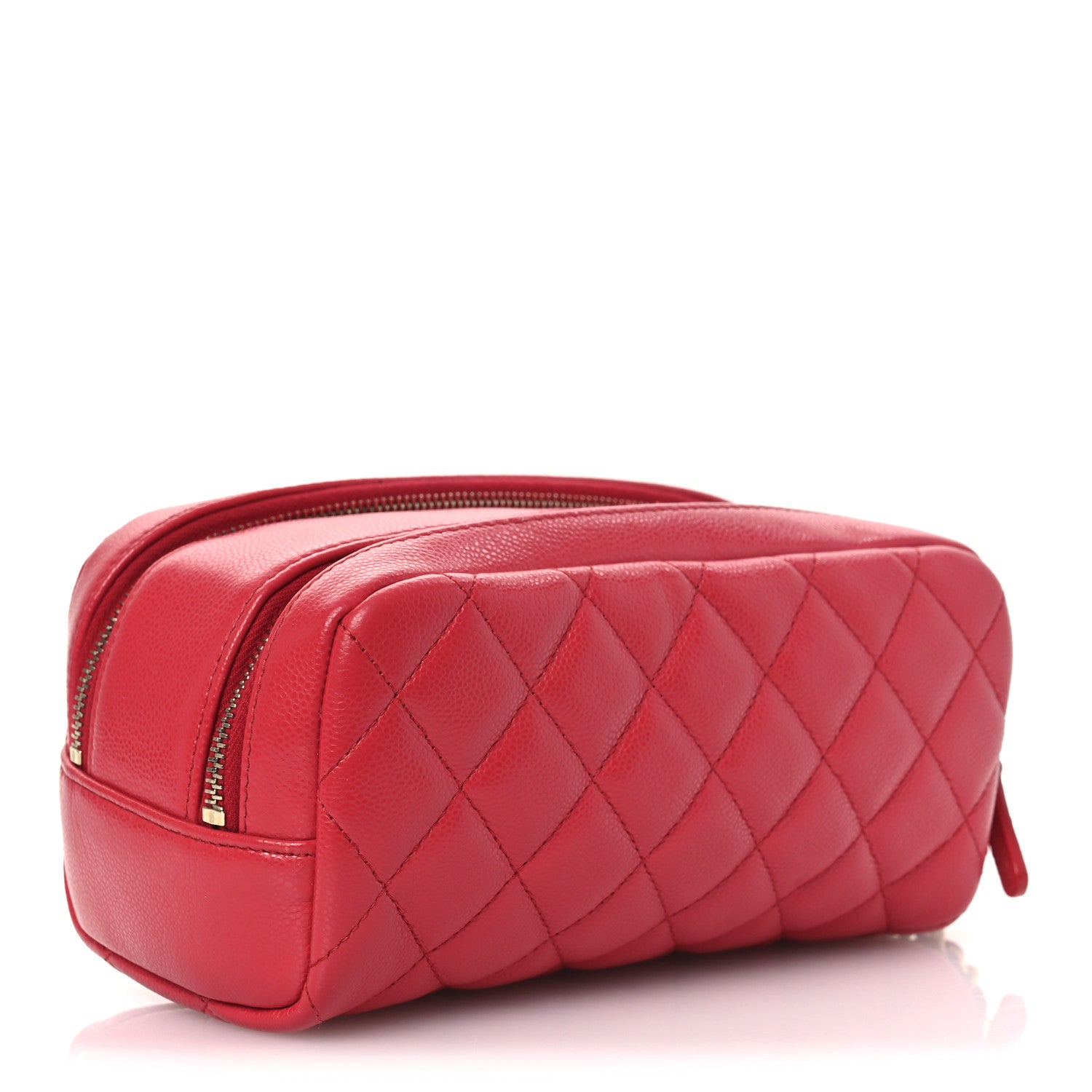 Caviar Quilted Toiletry Case With Chain Dark Pink