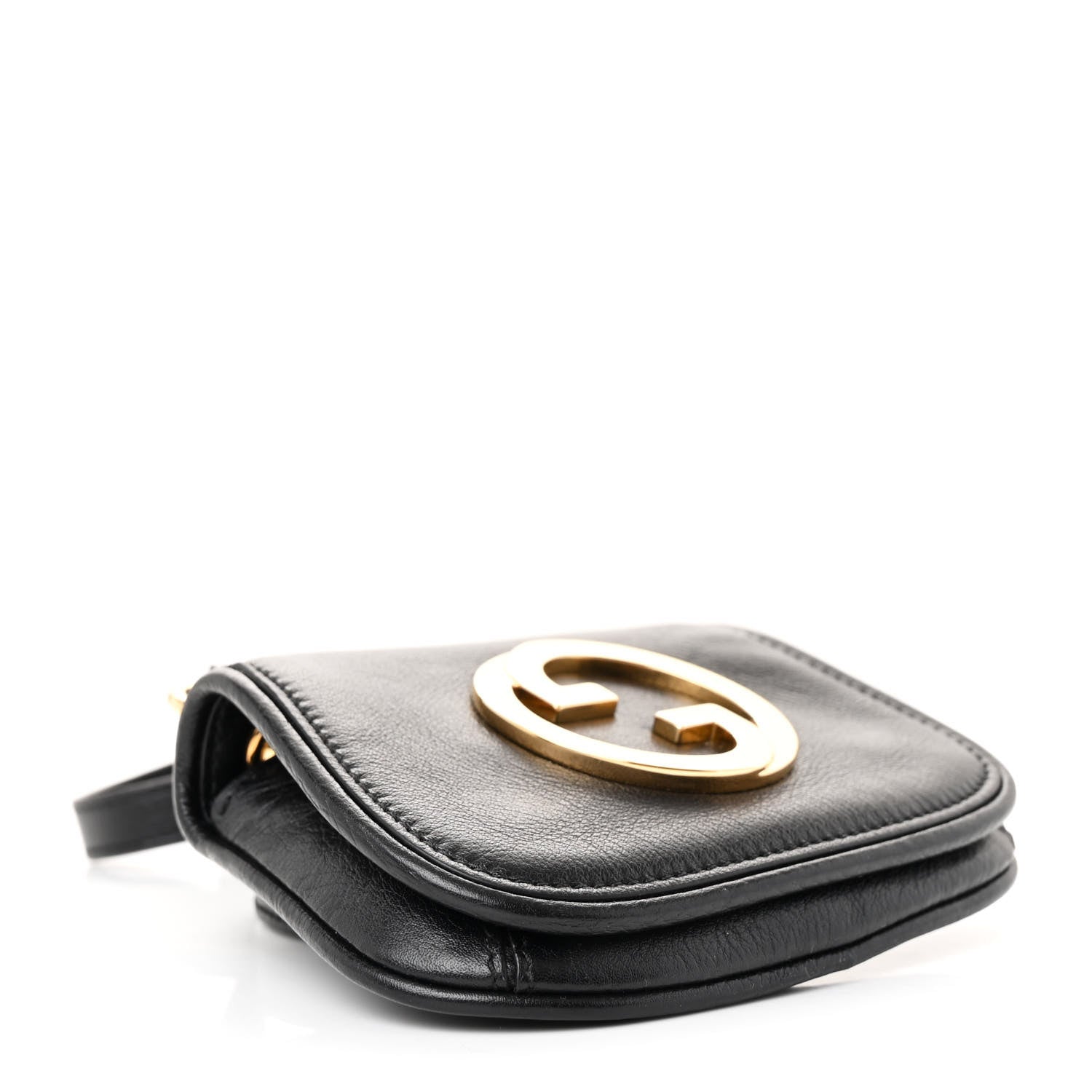 Roxy Calfskin Mini Blondie Card Case Wallet with Strap Shoulder Black