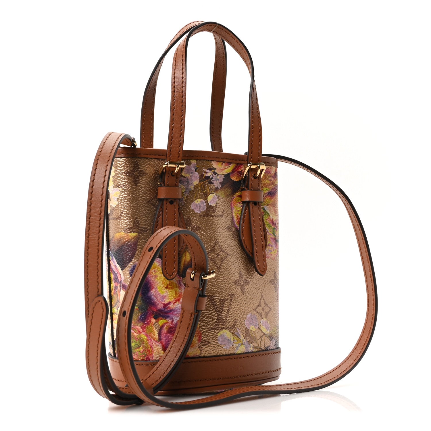 Metallic Monogram LV Garden Nano Bucket Bag Gold