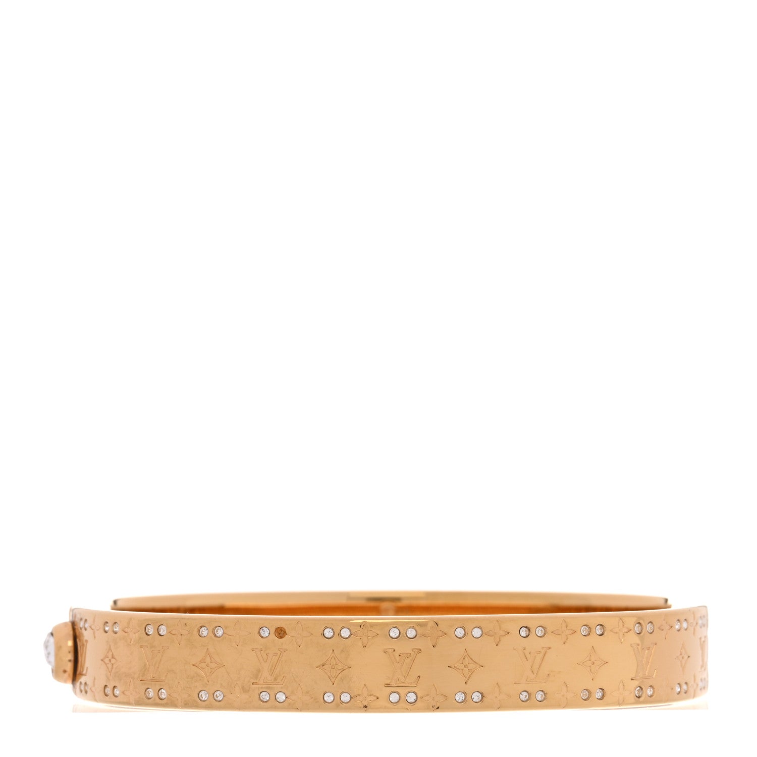 Brass Crystal Monogram Nanogram Strass Cuff M Gold