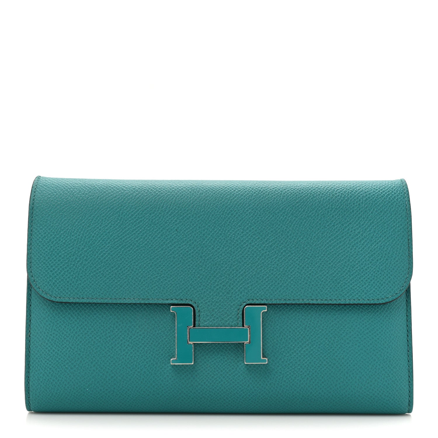 Epsom Enamel Constance Long Wallet Bleu Paon