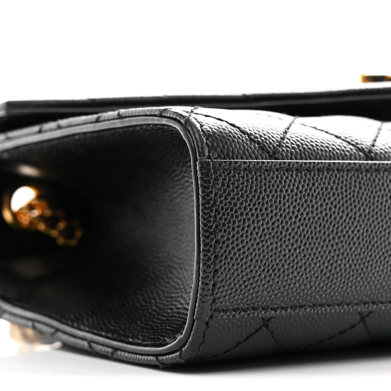Grain De Poudre Textured Mixed Matelasse Triquilt Small Monogram Satchel Black