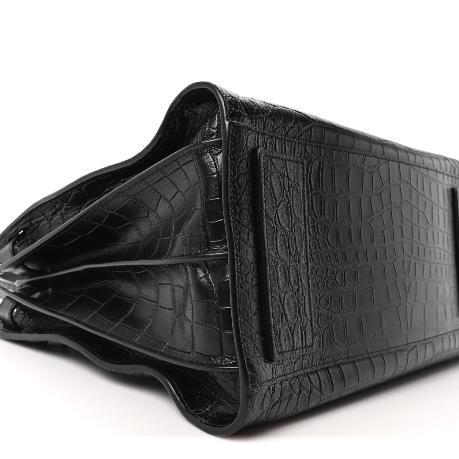 Calfskin Crocodile Embossed Large Souple Sac De Jour Black