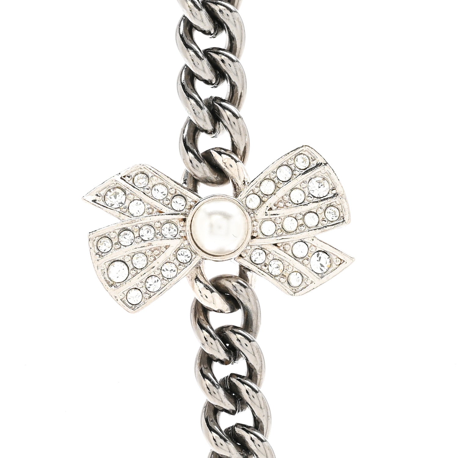 Ruthenium Crystal Chain CC Lucky Charms Choker Silver
