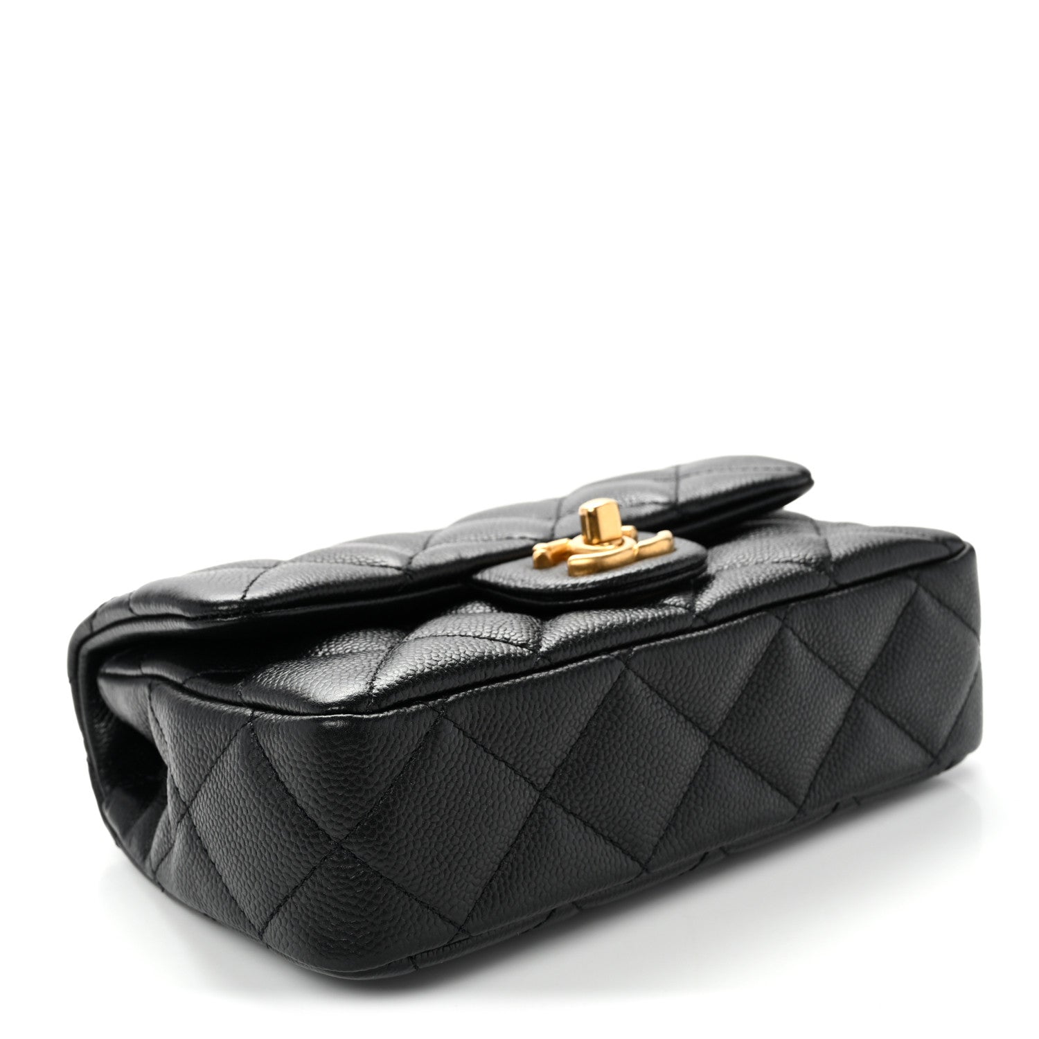 Caviar Quilted Mini Sweetheart Rectangular Flap Black