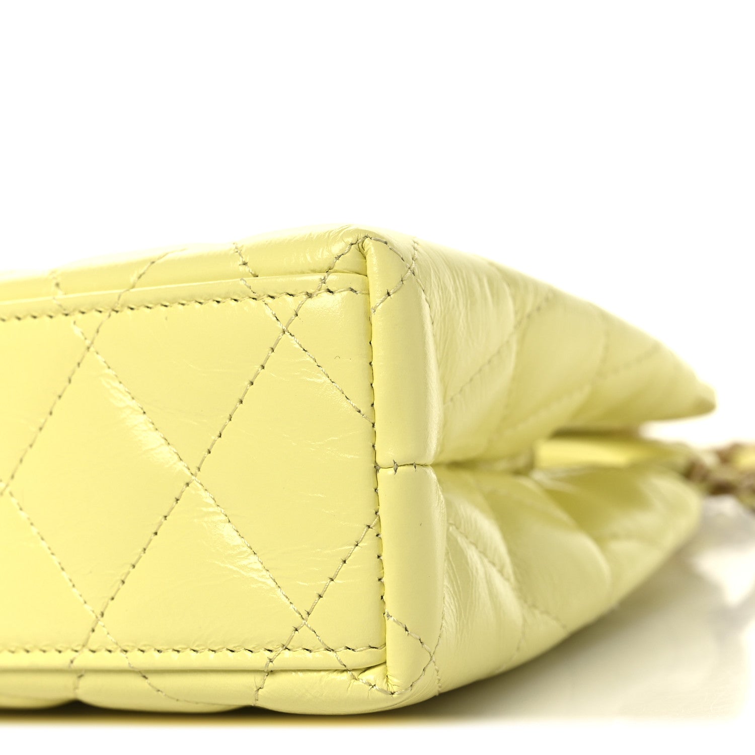 Shiny Aged Calfskin Quilted Nano Kelly Shopper Light Yellow