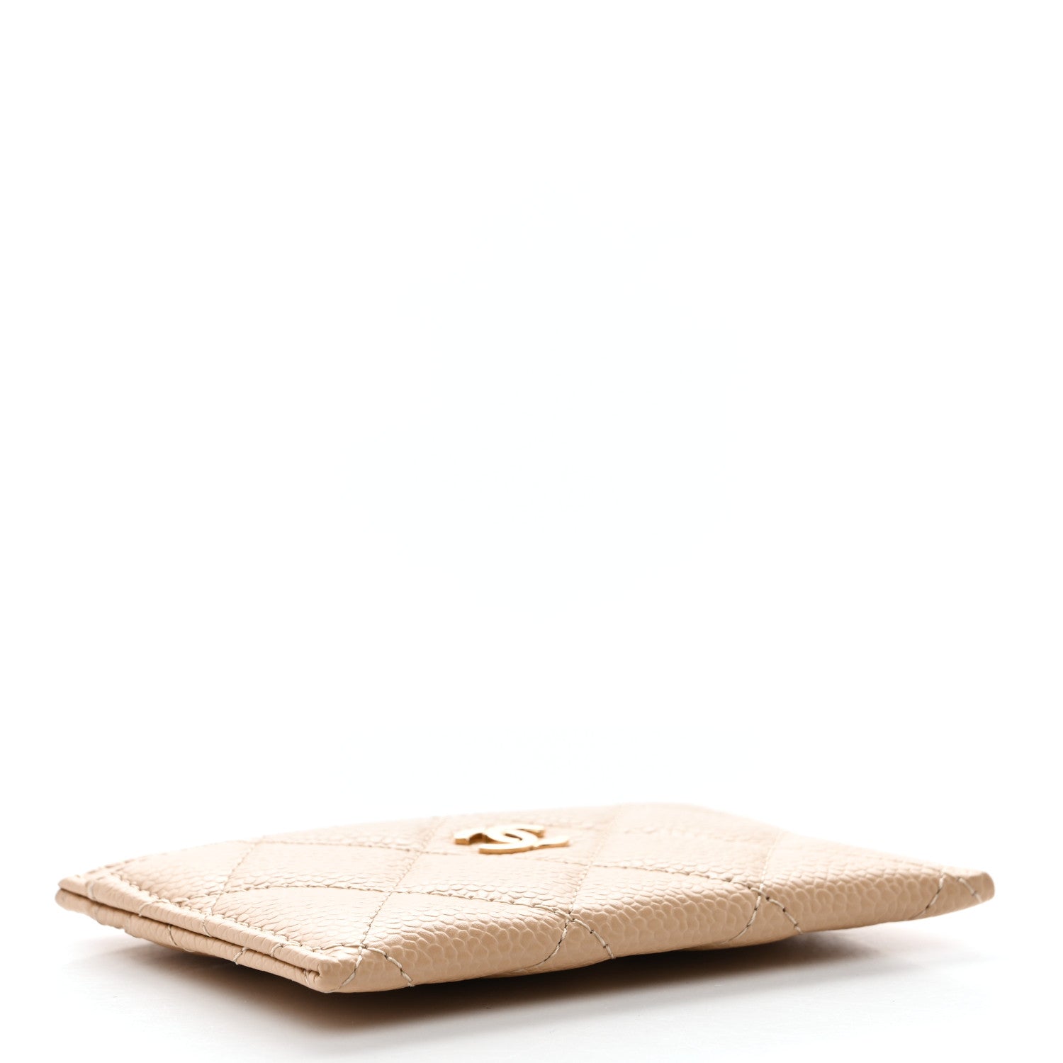 Caviar Quilted Card Holder Beige