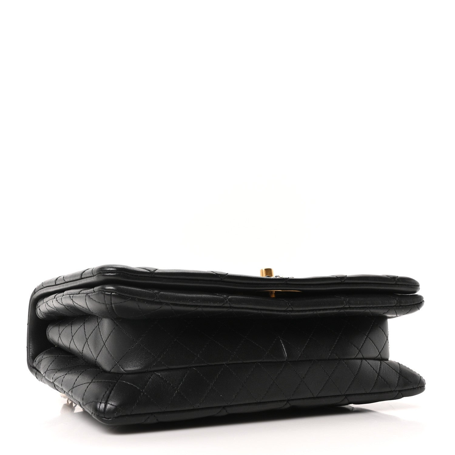 Lambskin Quilted On And On Medium Chain Flap Black