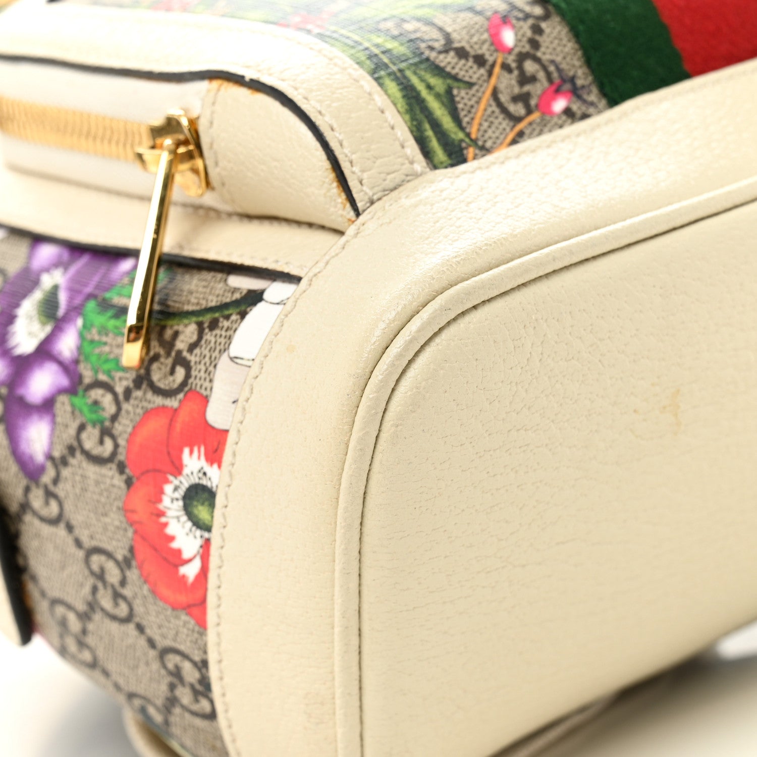 GG Supreme Monogram Flora Web Small Ophidia Day Backpack White