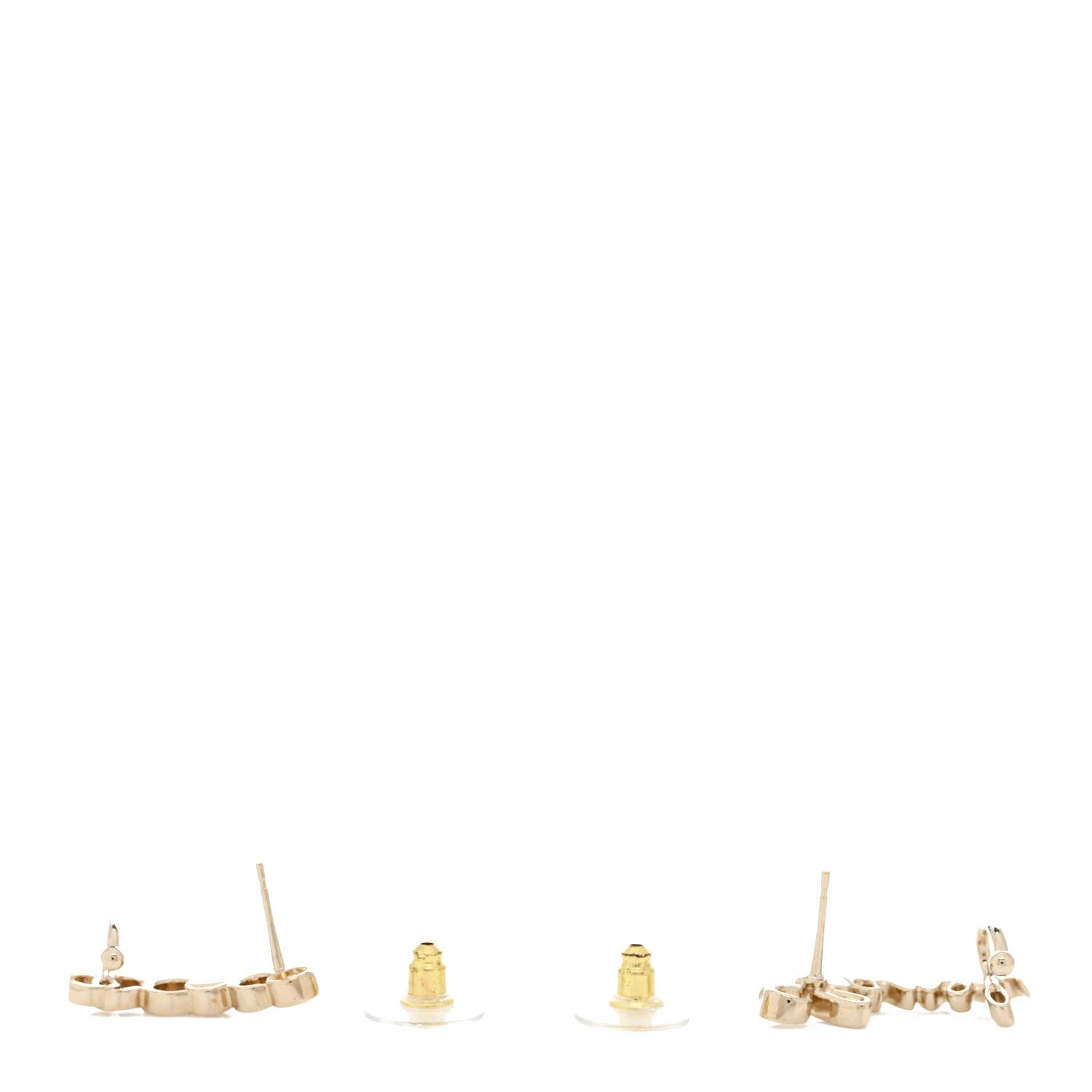 Metal Crystal Coco Script CC Climber Earrings Gold