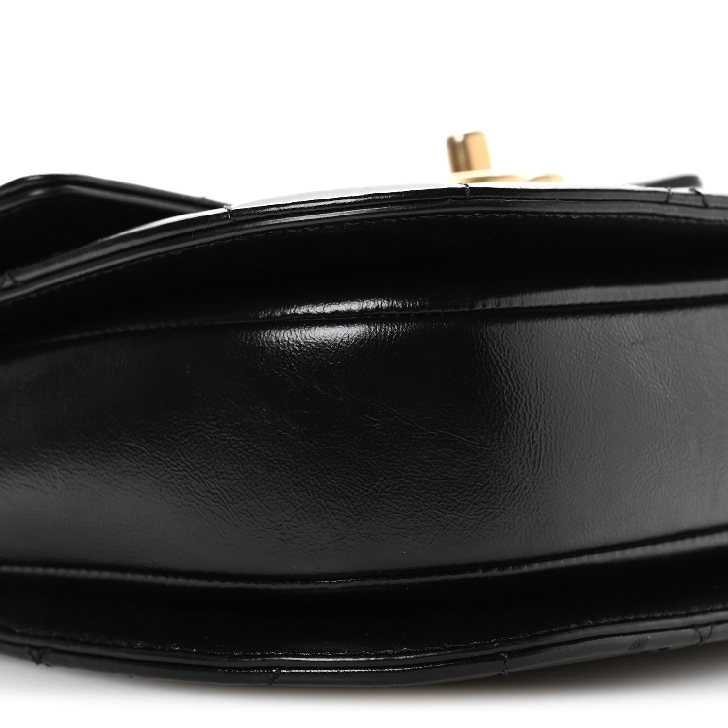 Shiny Calfskin Quilted Buckle Moon Messenger Black