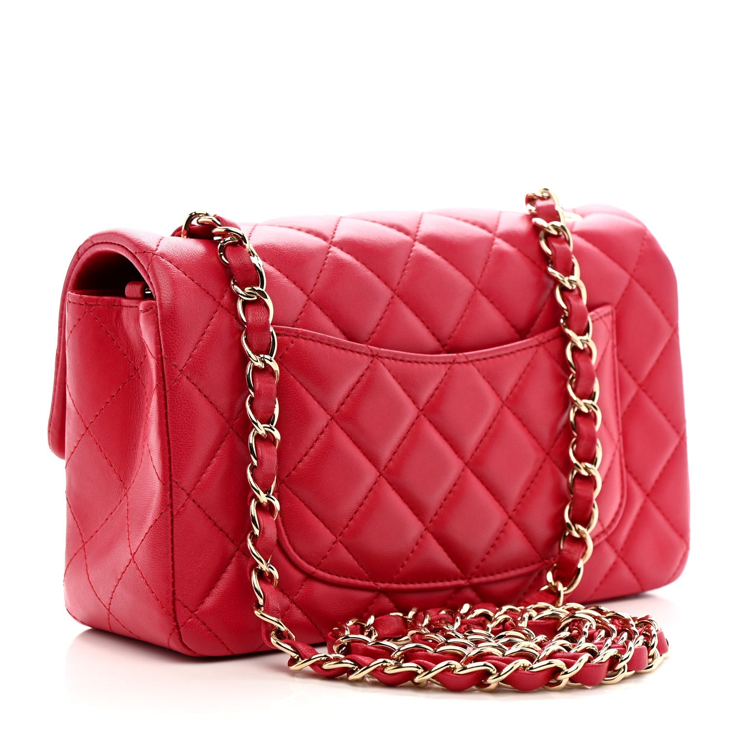 Lambskin Quilted Mini Rectangular Flap Red