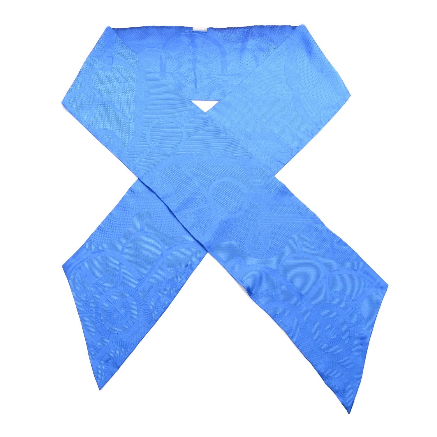 Silk Jacquard Eperon D'Or Remix Maxi Twilly Cut Blue