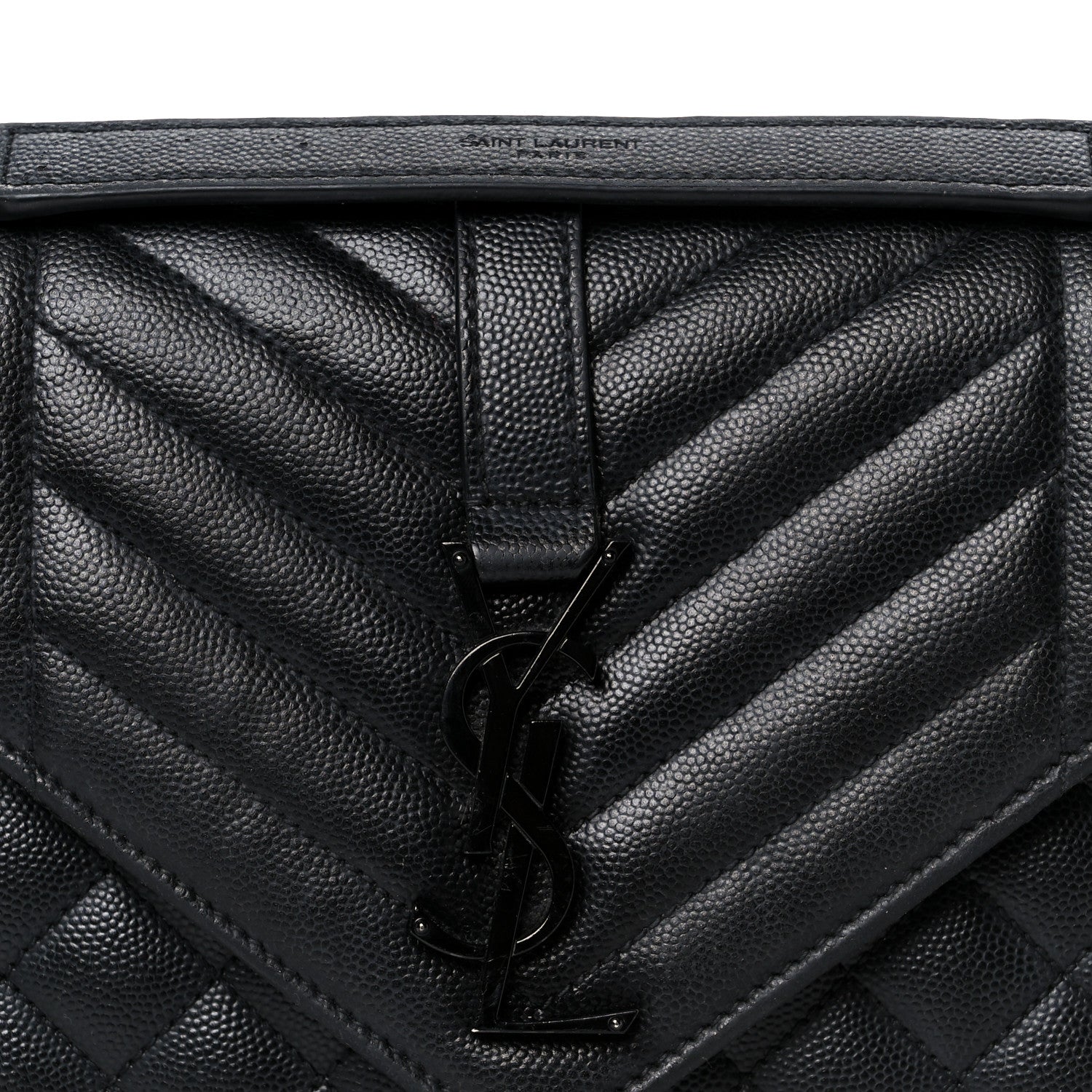 Grain De Poudre Textured Mixed Matelasse Triquilt Medium Monogram Monochrome Satchel Black