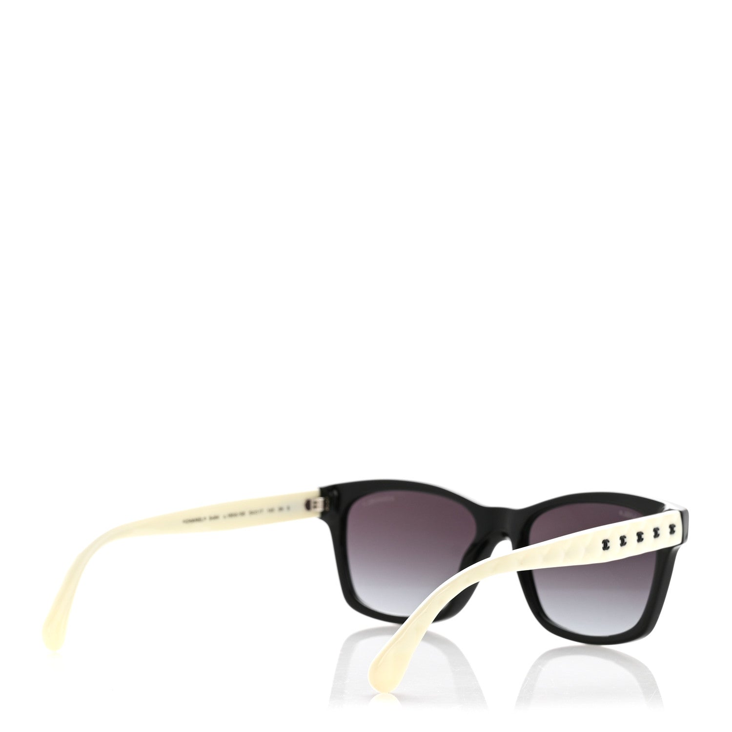 Acetate Quilted CC Square Sunglasses 5484 White Black