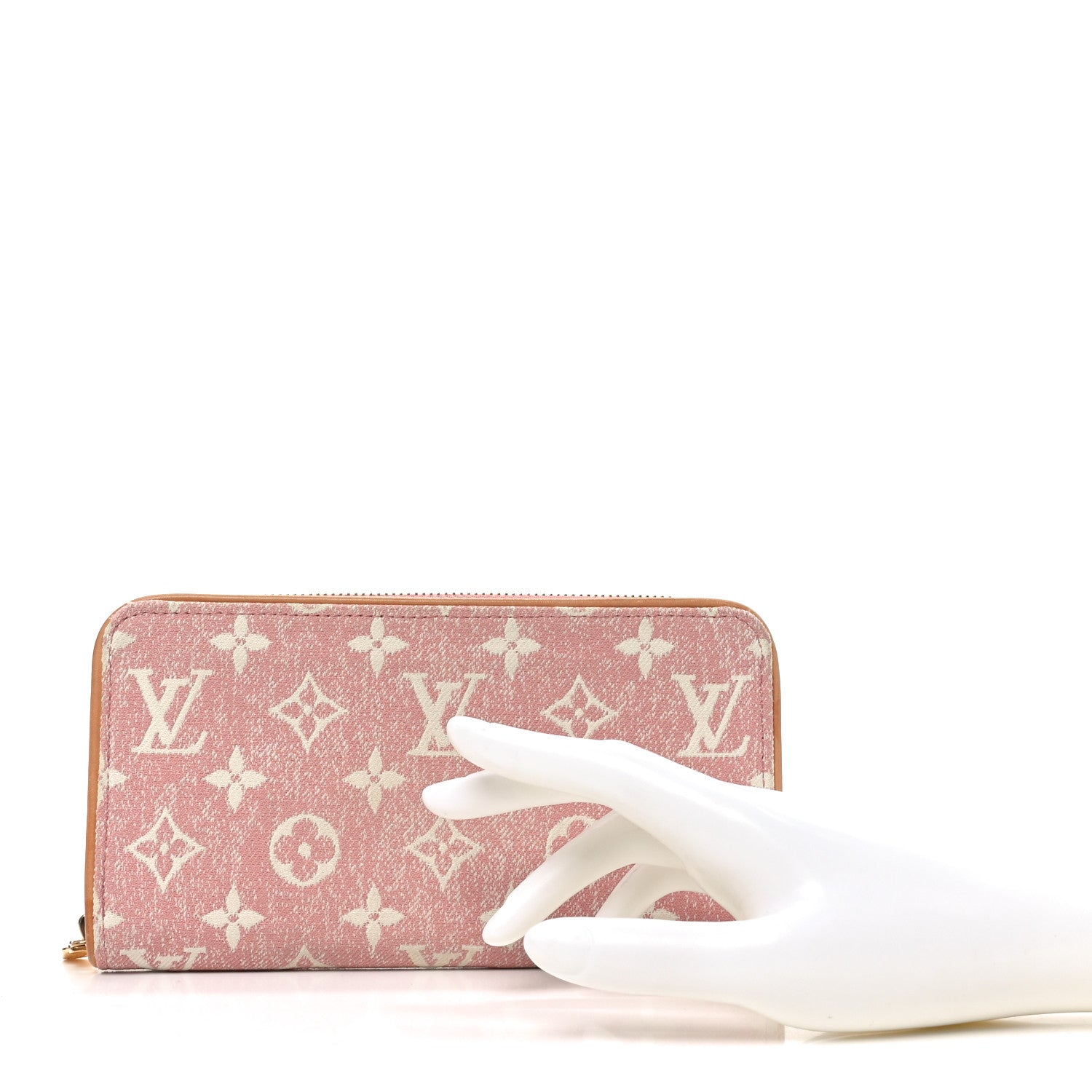 Denim Monogram Jacquard Zippy Wallet Pink