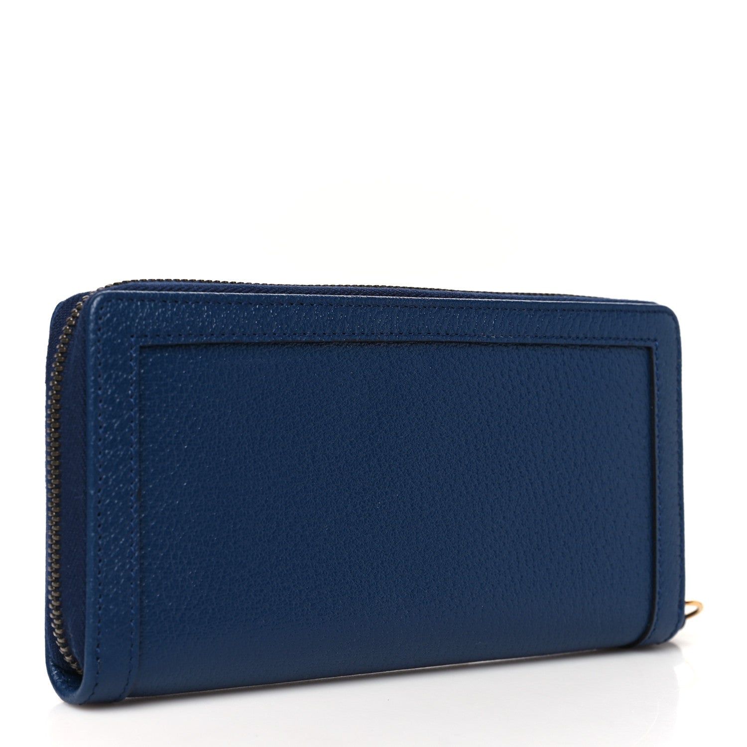 Wonka Grain Calfskin Diana Zip Around Continental Wallet Navy