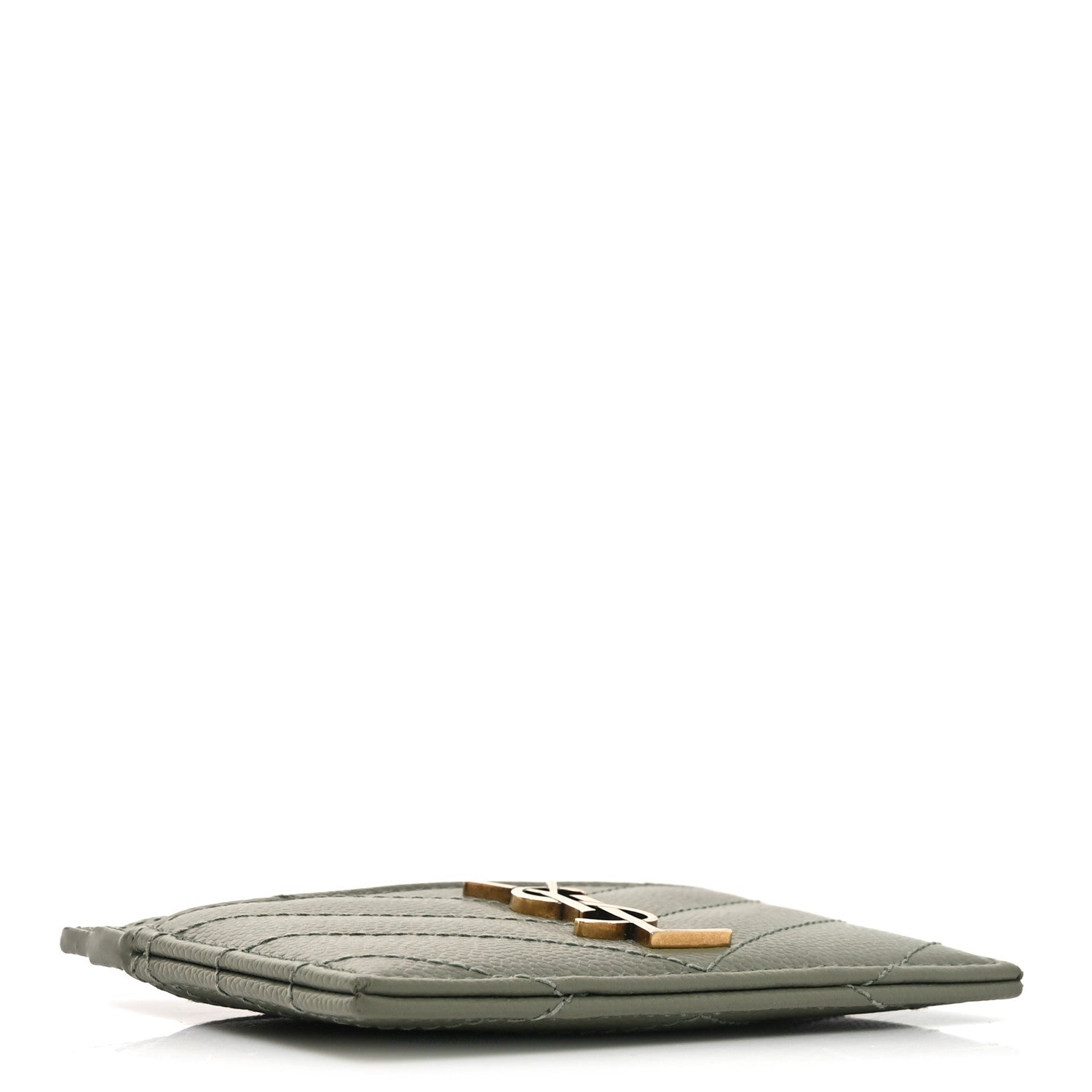 Grain De Poudre Matelasse Chevron Monogram Credit Card Case Light Sage