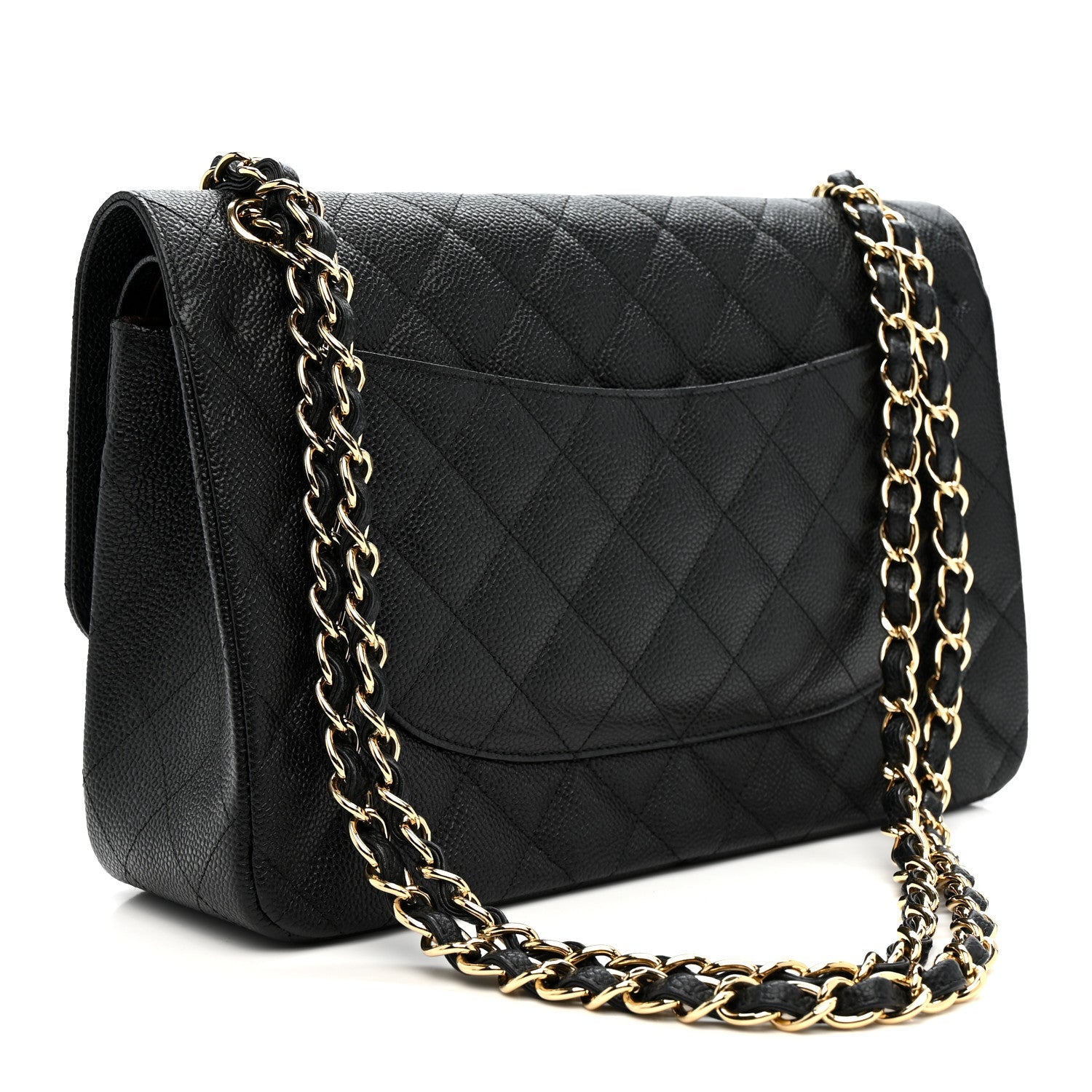 Caviar Quilted Jumbo Double Flap Black