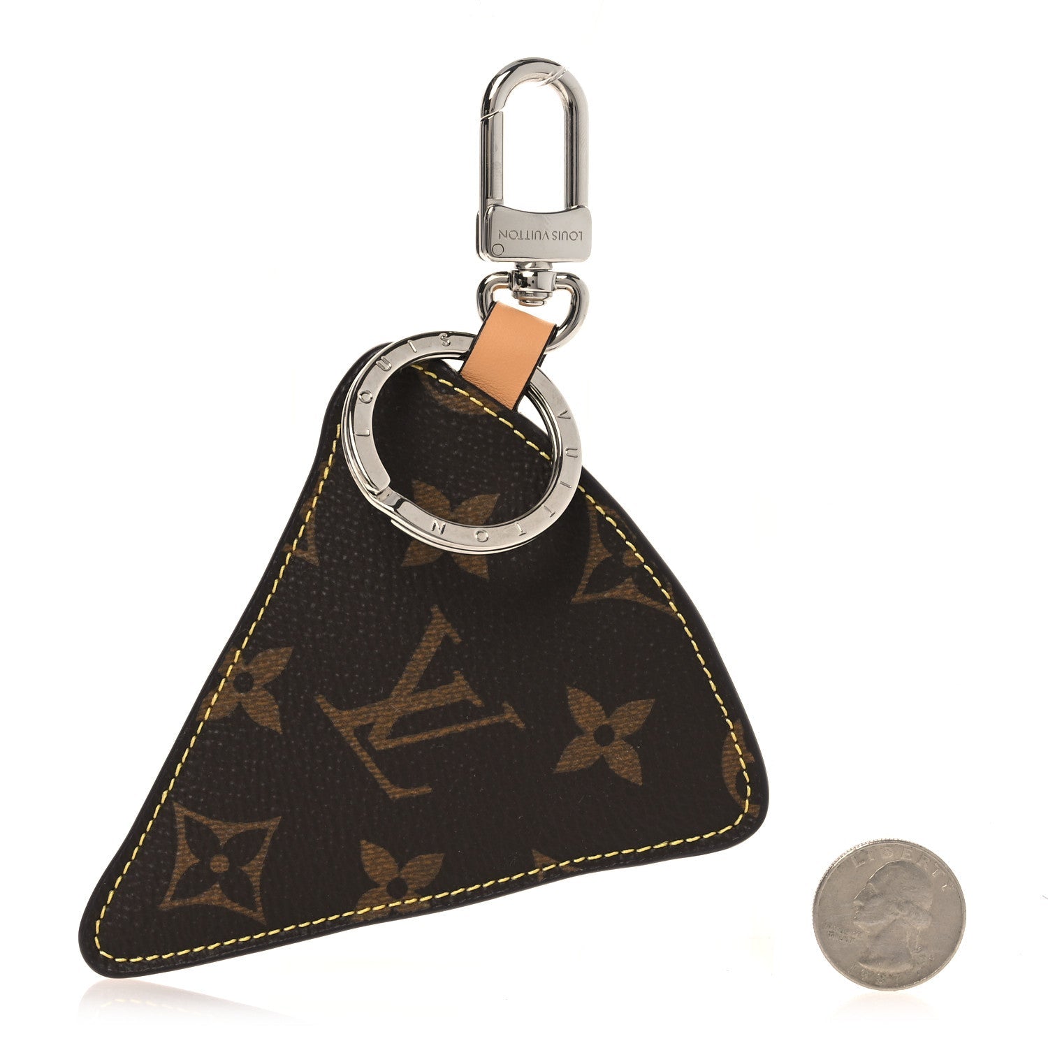 Calfskin Monogram Printed Pizza Bag Charm Key Holder