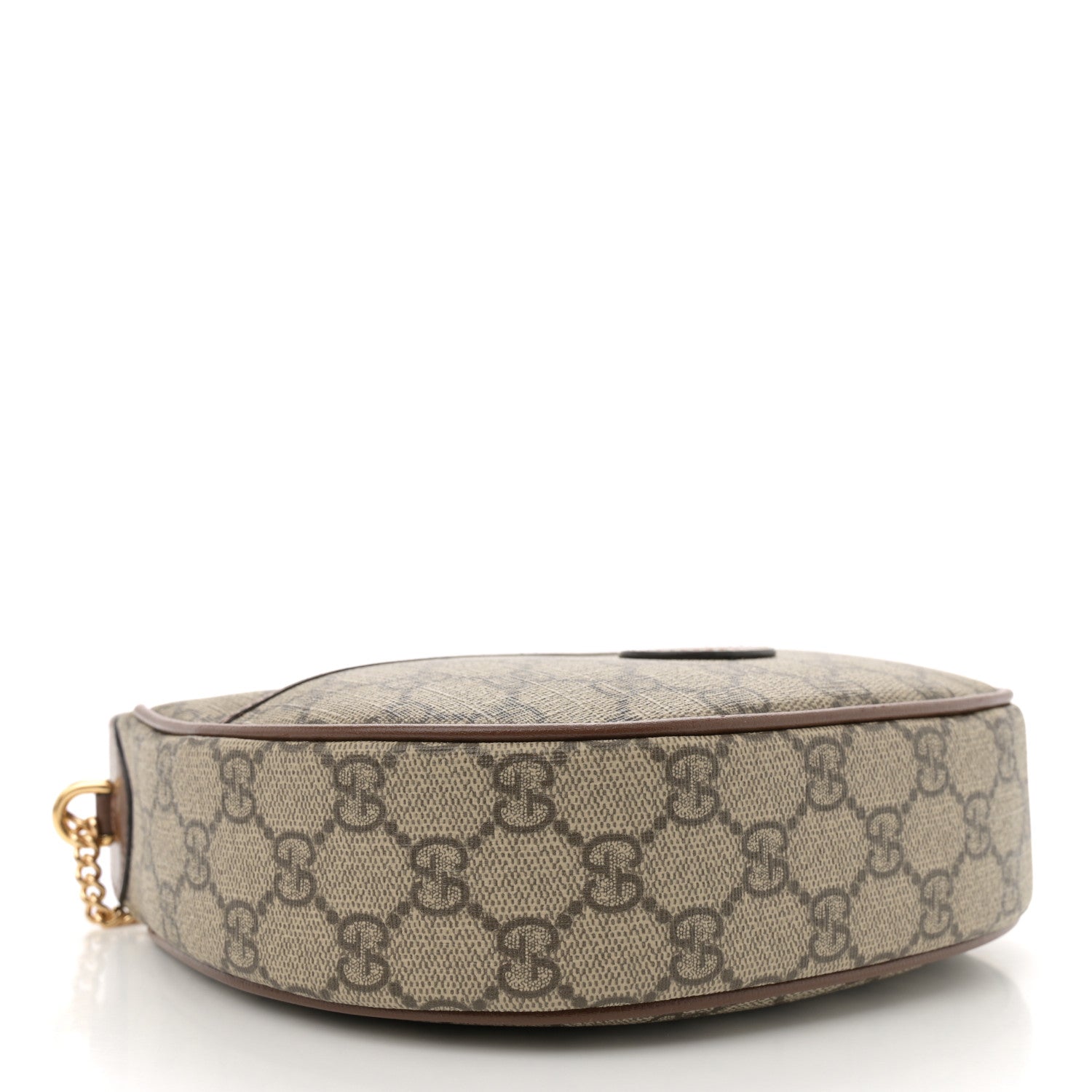 GG Supreme Monogram Azalea Calfskin Mini Retro Interlocking G Half Moon Bag Beige Ebony Brown Sugar